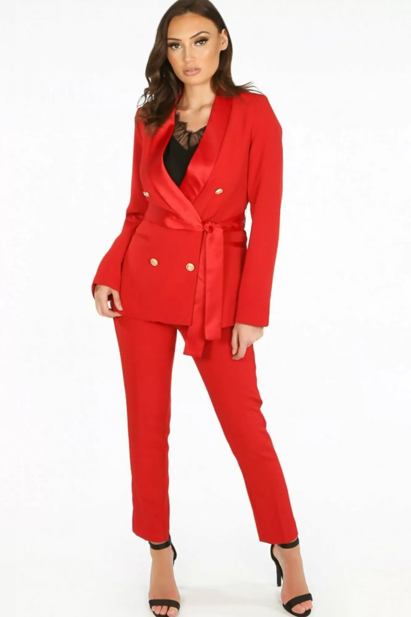 Outerwear^De La Creme Fashions Tailo Belted Blazer With Satin Lapel