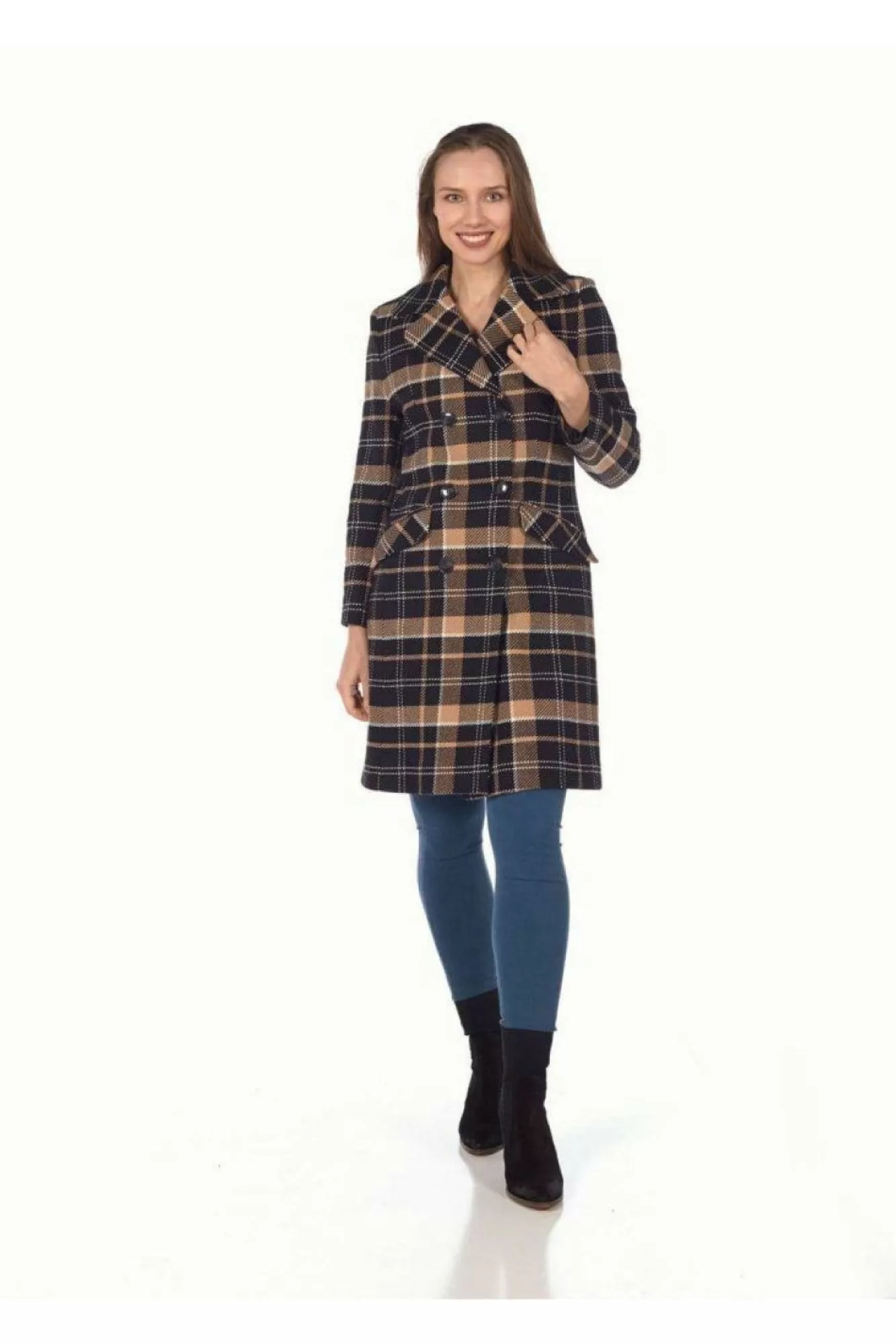 Outerwear^De La Creme Fashions Tartan Check Double Breasted Coat
