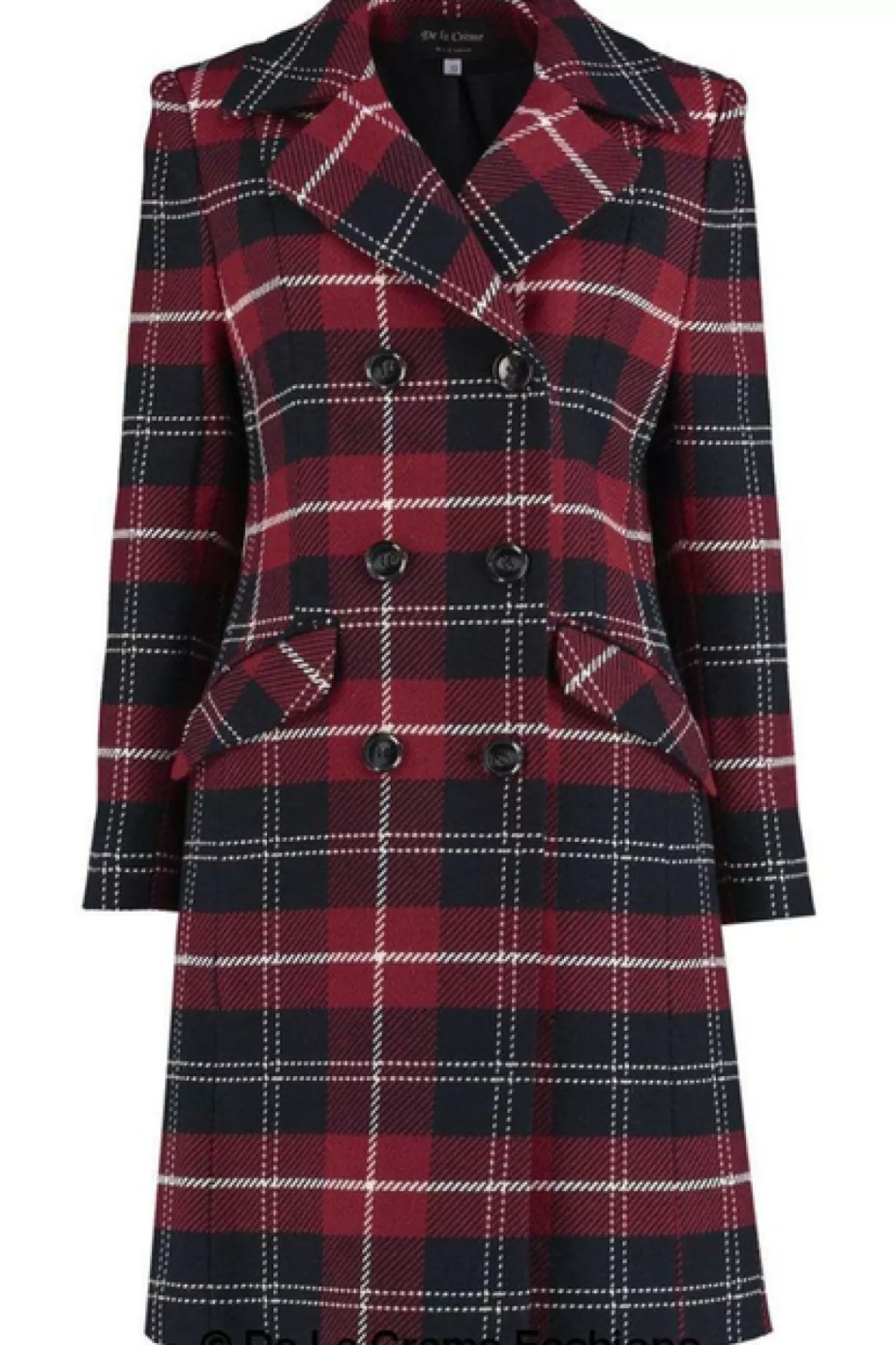 Outerwear^De La Creme Fashions Tartan Check Double Breasted Coat