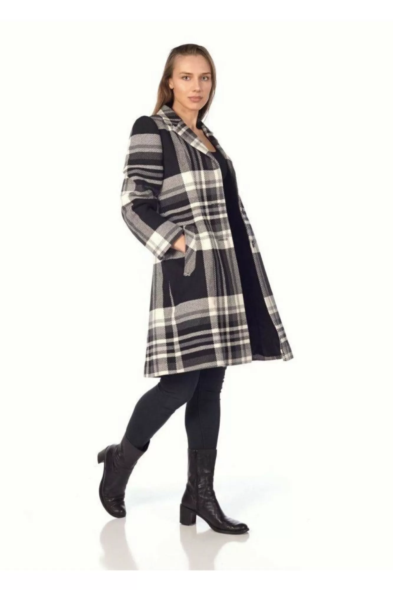 Outerwear^De La Creme Fashions Tartan Check Single Breasted Coat