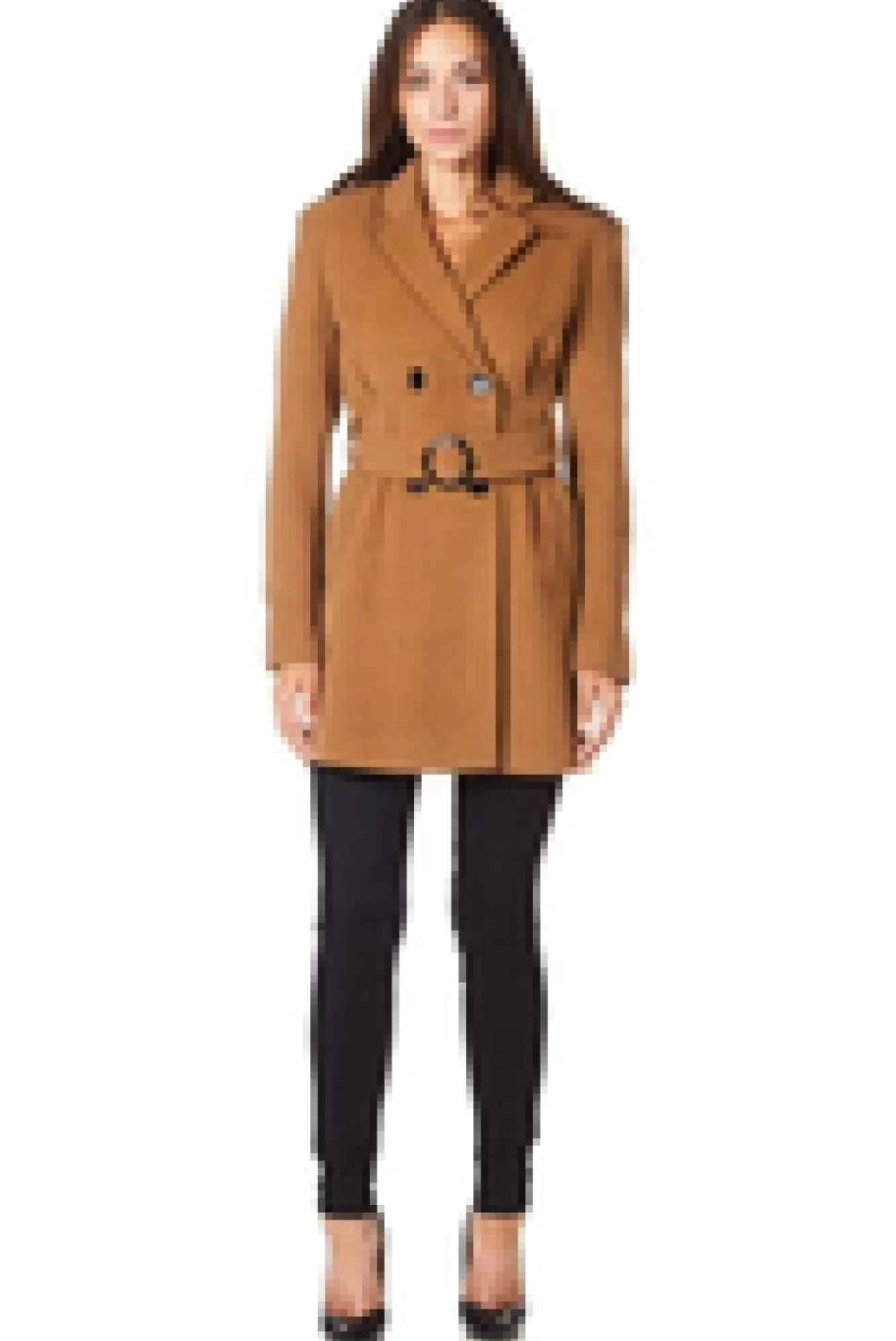 Outerwear^De La Creme Fashions Textured Short Belted Coat Camel