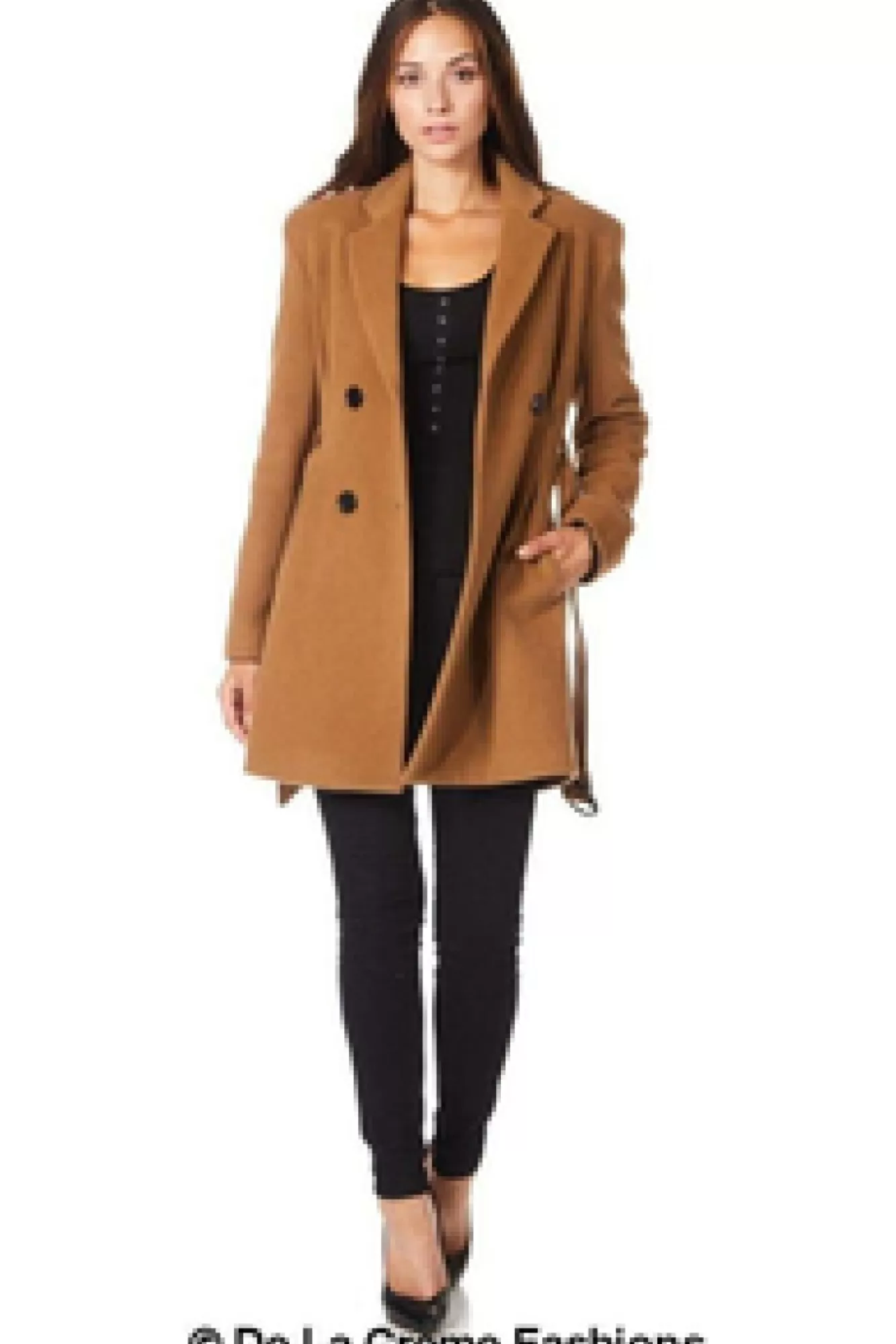 Outerwear^De La Creme Fashions Textured Short Belted Coat Camel