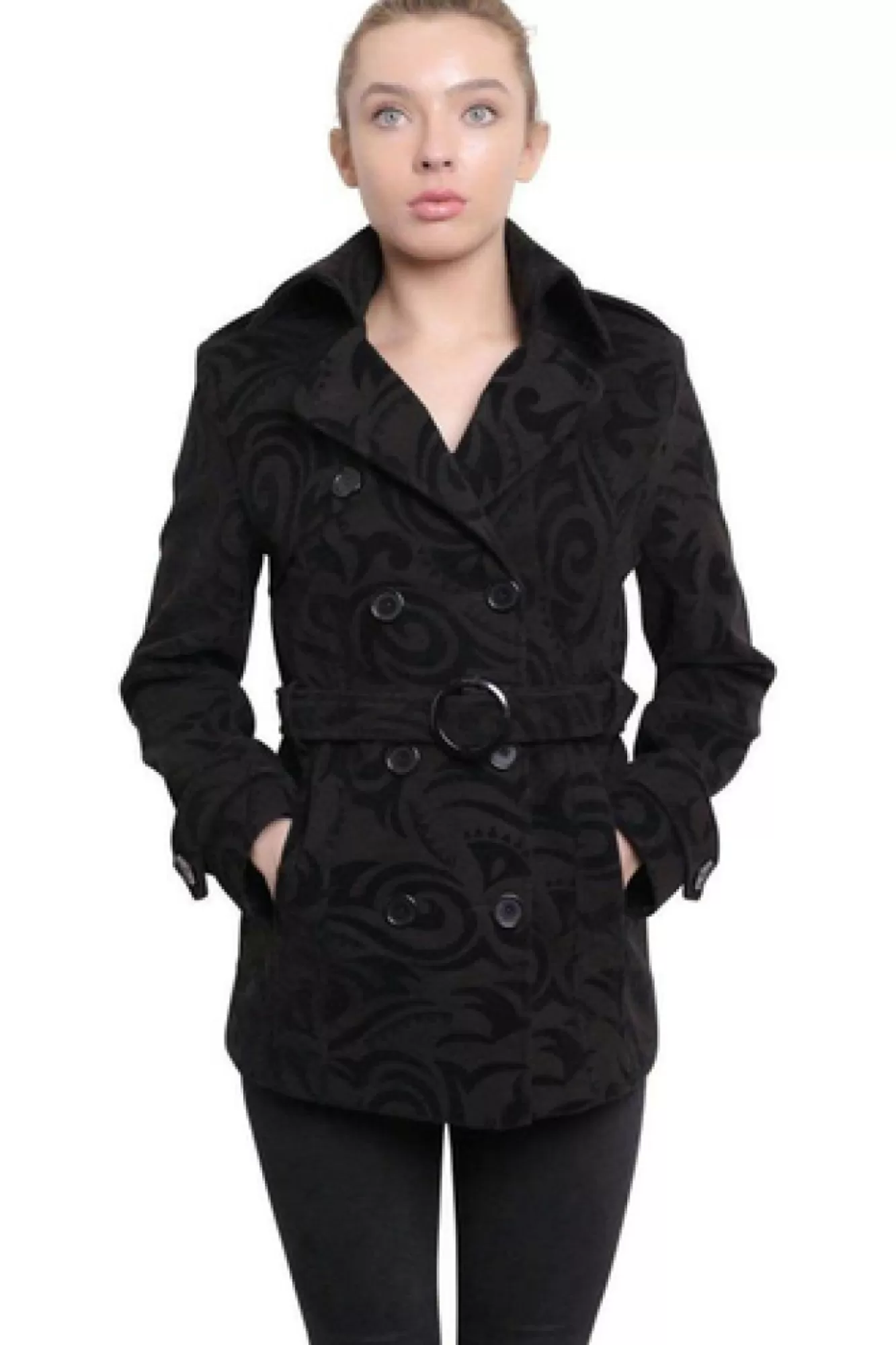Outerwear^De La Creme Fashions Tribal Print Double Breasted Short Coat