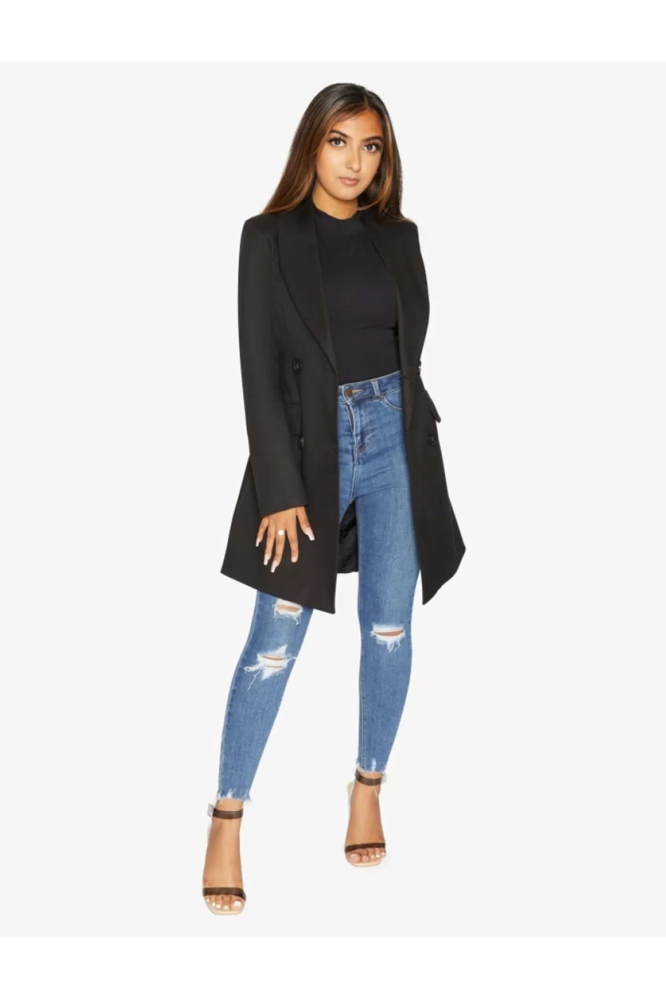 Outerwear^De La Creme Fashions Womens Double Breasted Longline Blazer