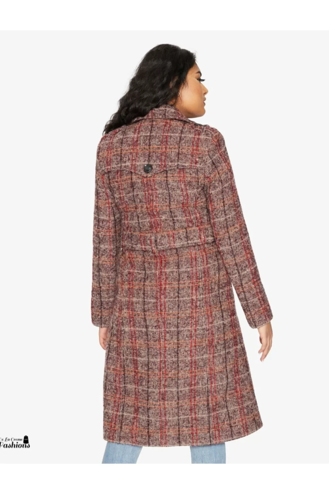 Outerwear^De La Creme Fashions Wool Blend Check Military Duster Coat
