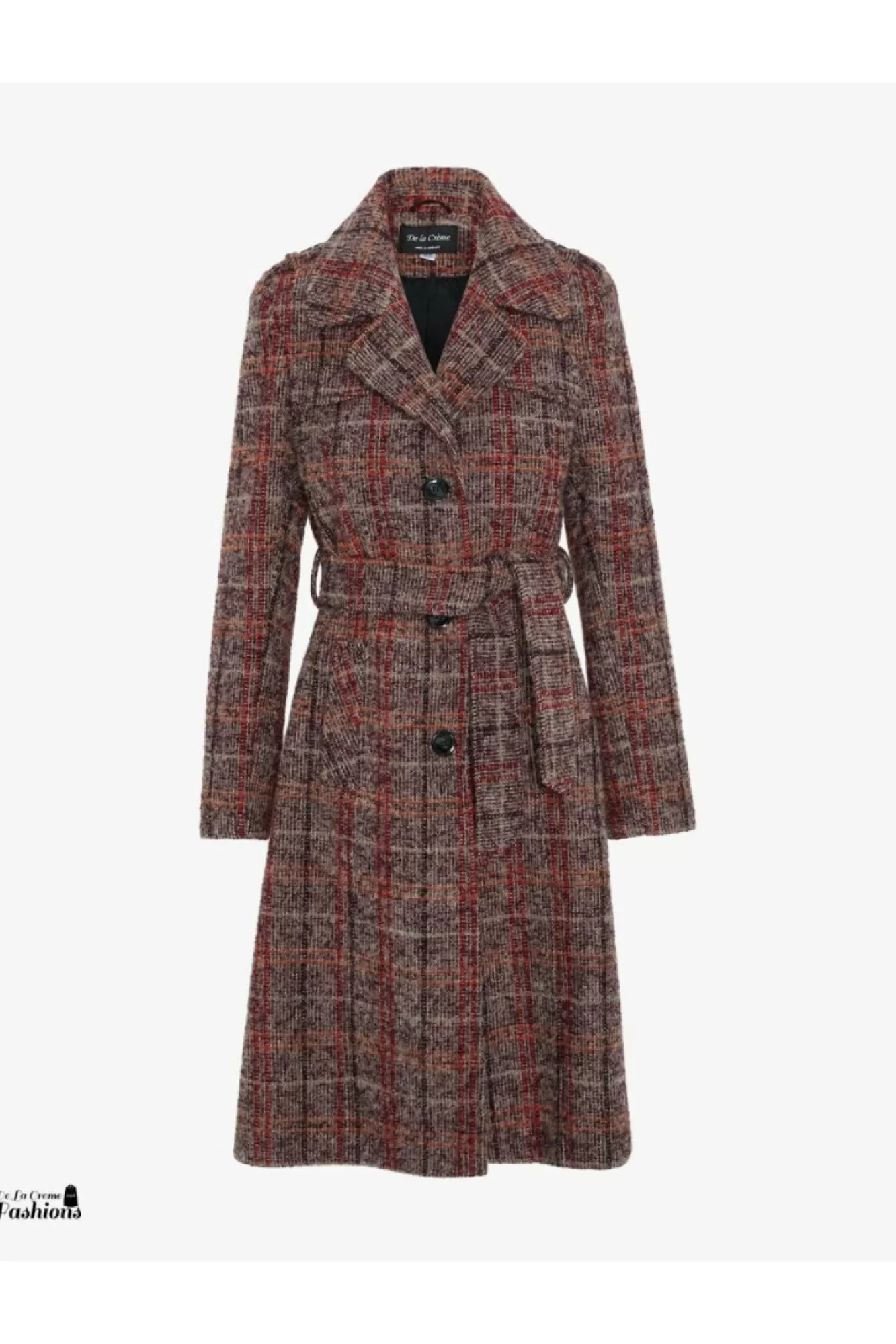 Outerwear^De La Creme Fashions Wool Blend Check Military Duster Coat
