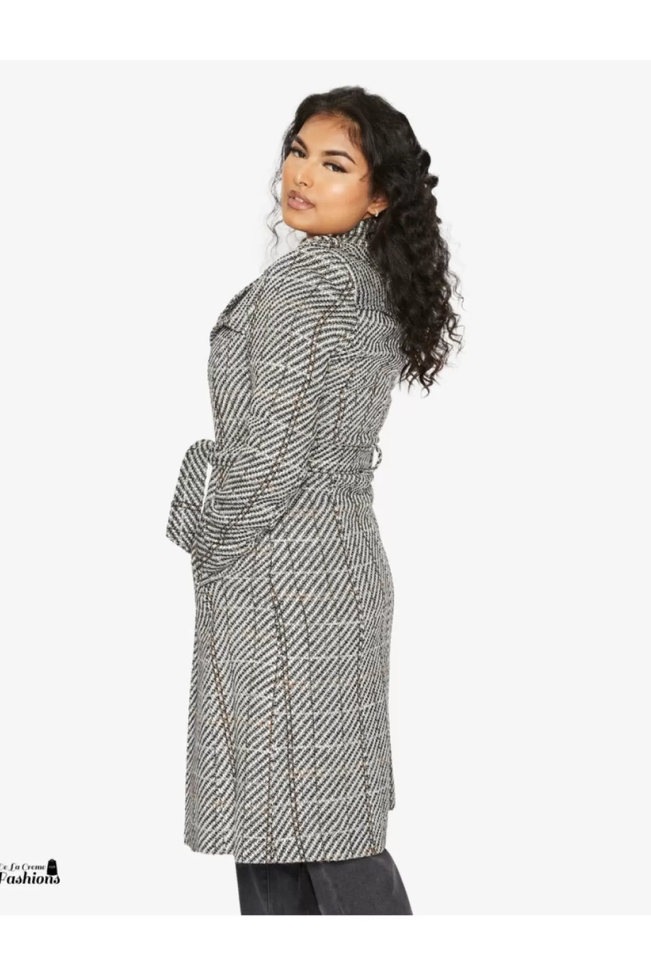 Outerwear^De La Creme Fashions Wool Blend Check Military Duster Coat