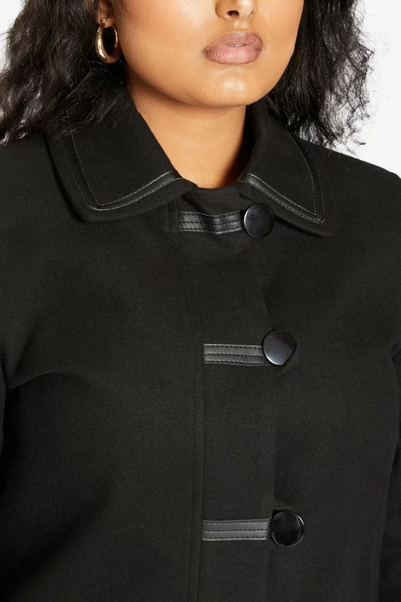 Outerwear^De La Creme Fashions Wool Blend Contrast Trim Coat