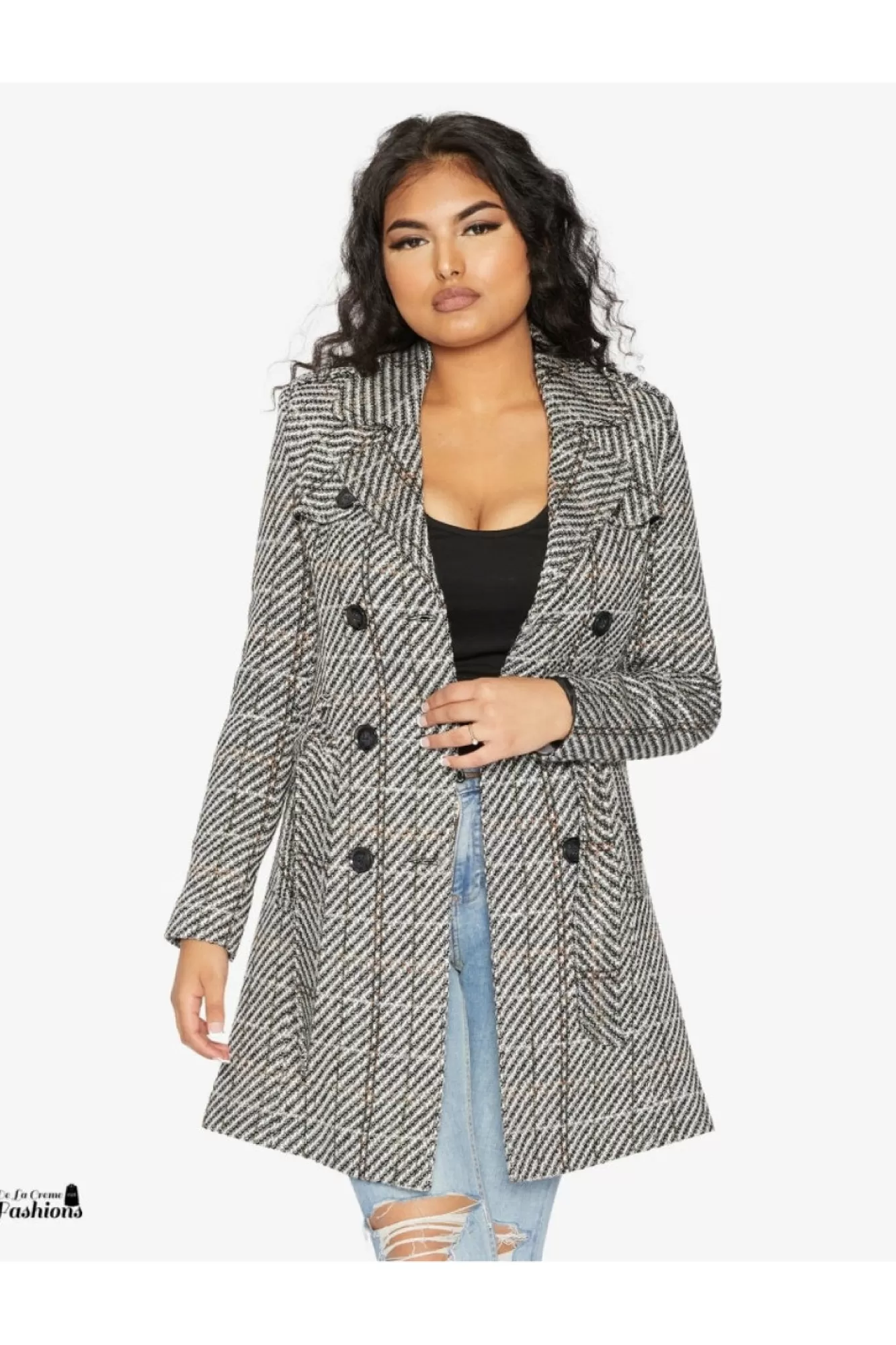 Outerwear^De La Creme Fashions Wool Blend Double Breast Military Coat