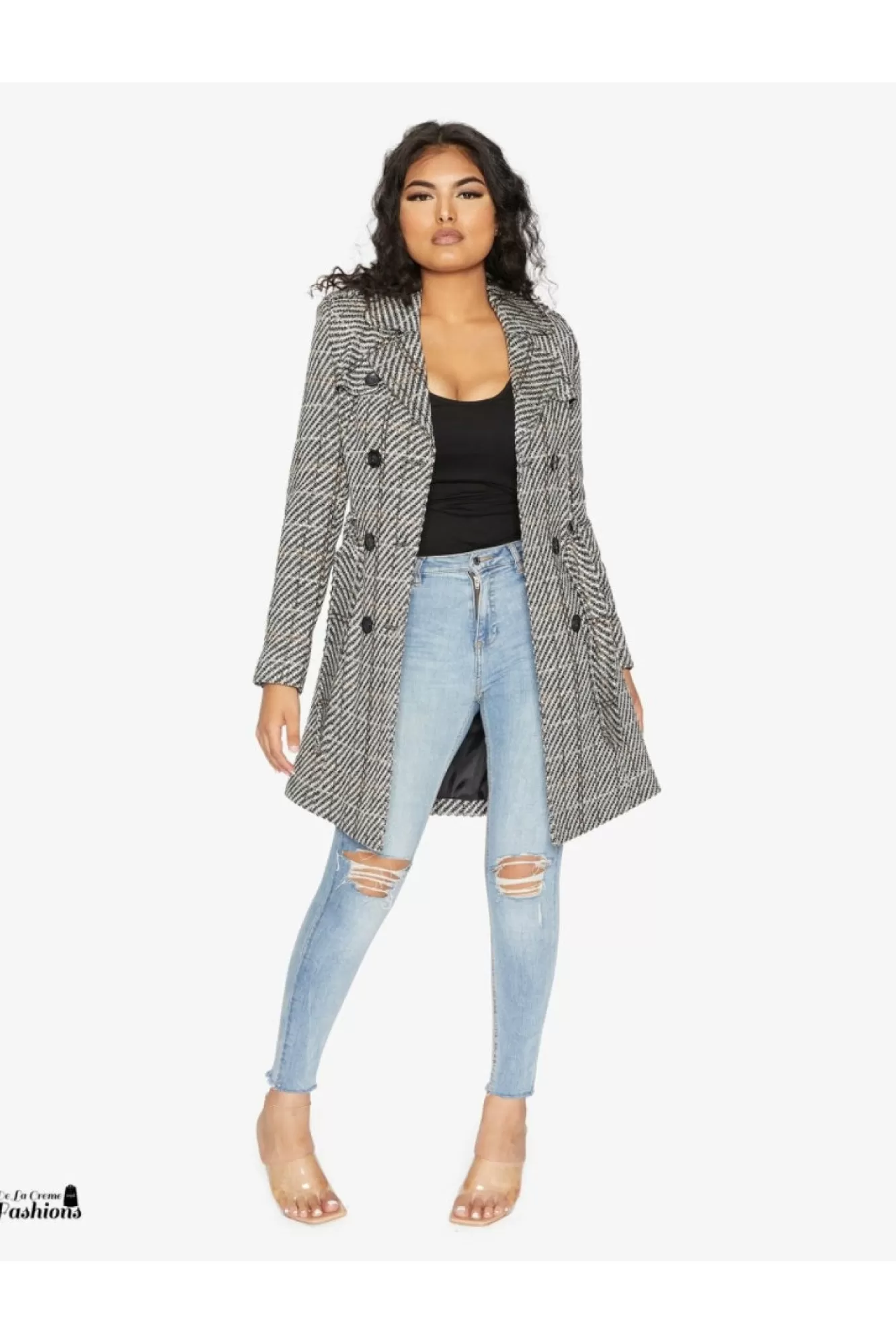 Outerwear^De La Creme Fashions Wool Blend Double Breast Military Coat