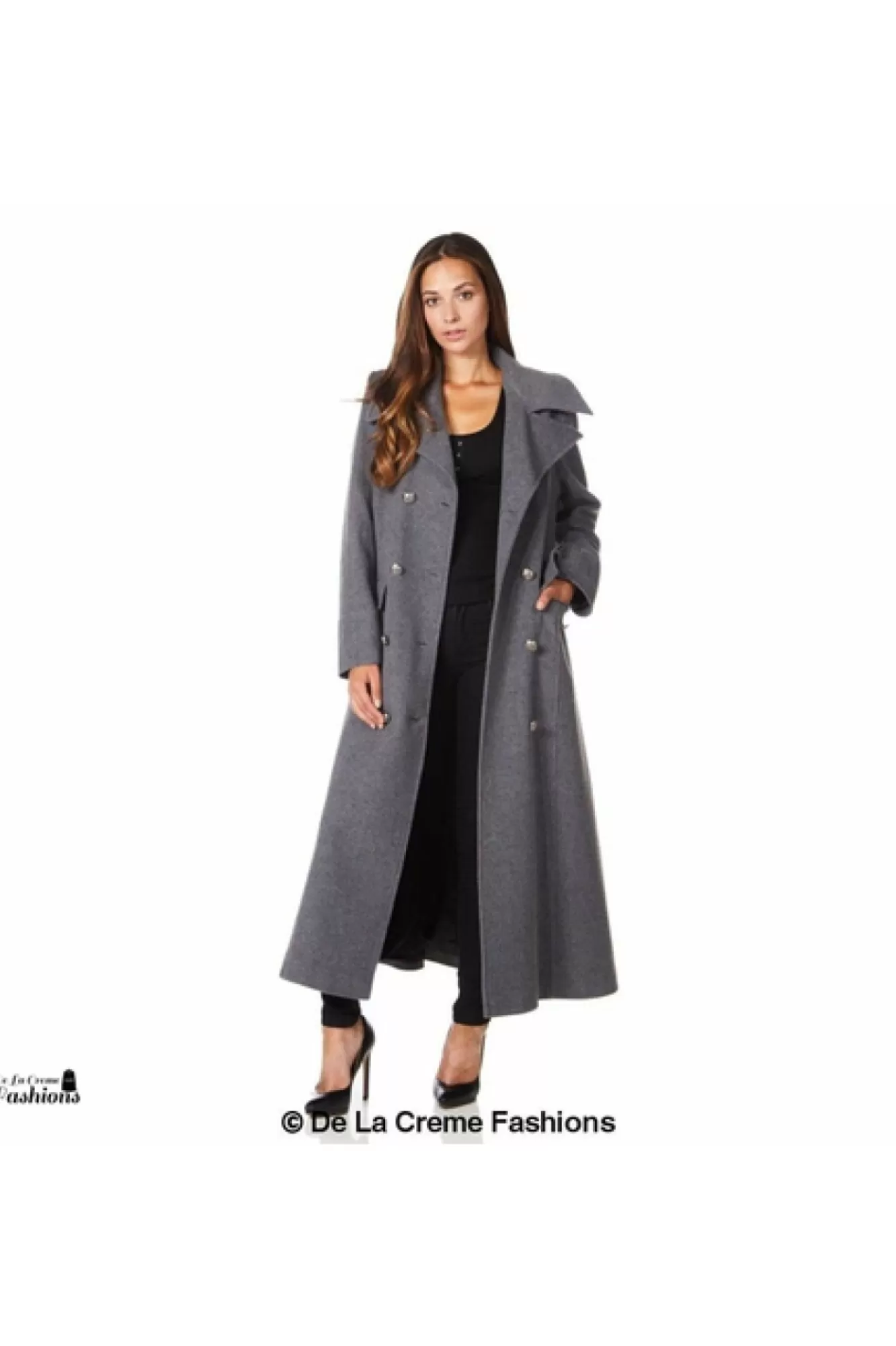 Outerwear^De La Creme Fashions Wool Blend Double Breasted Maxi Coat
