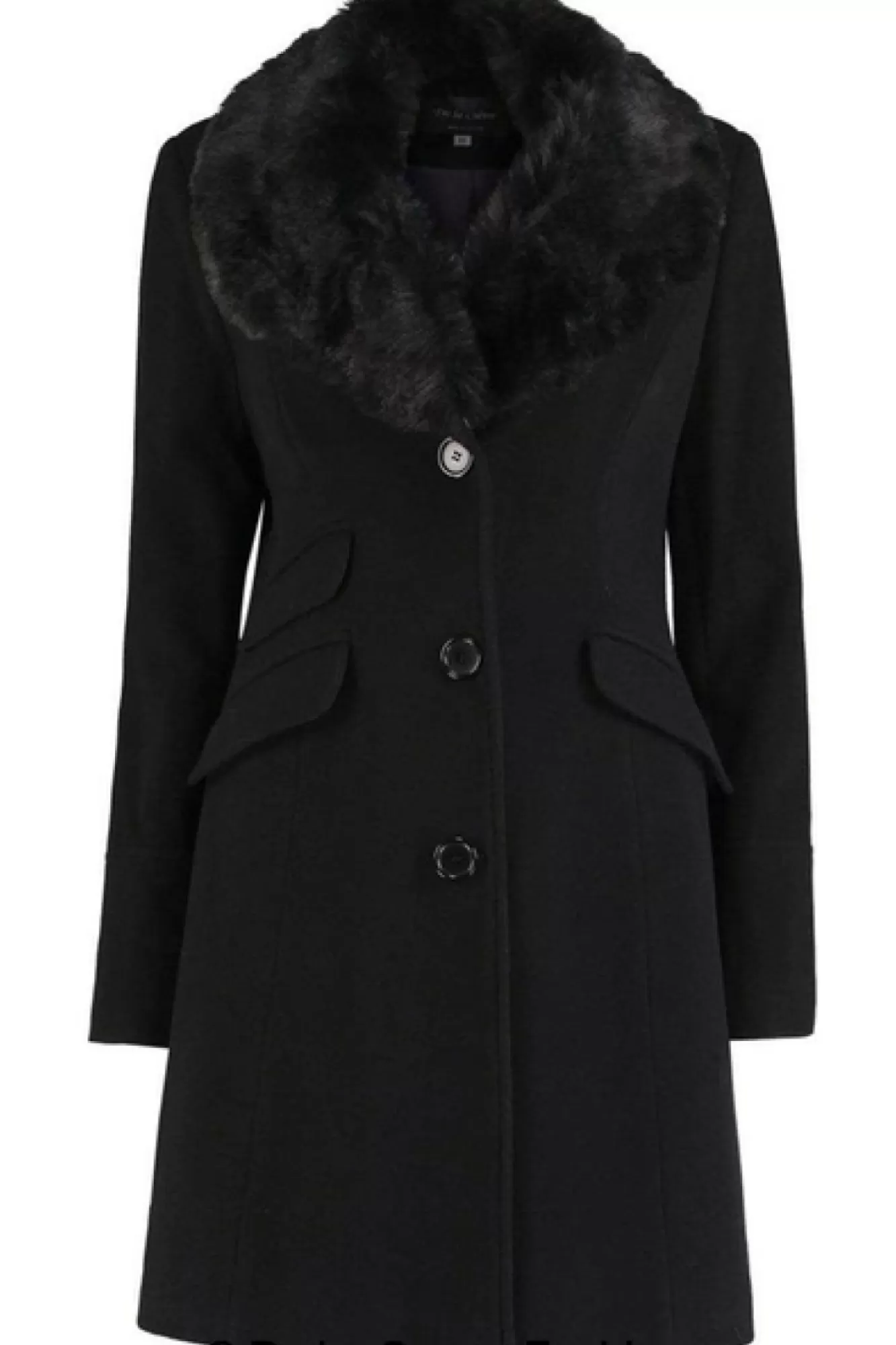 Outerwear^De La Creme Fashions Wool Blend Faux Fur Collar Midi Coat