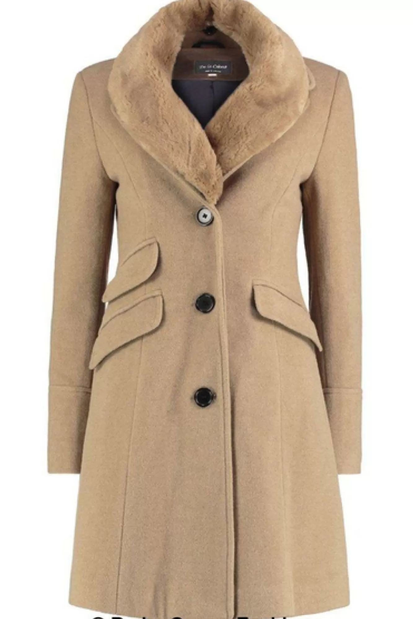 Outerwear^De La Creme Fashions Wool Blend Faux Fur Collar Midi Coat