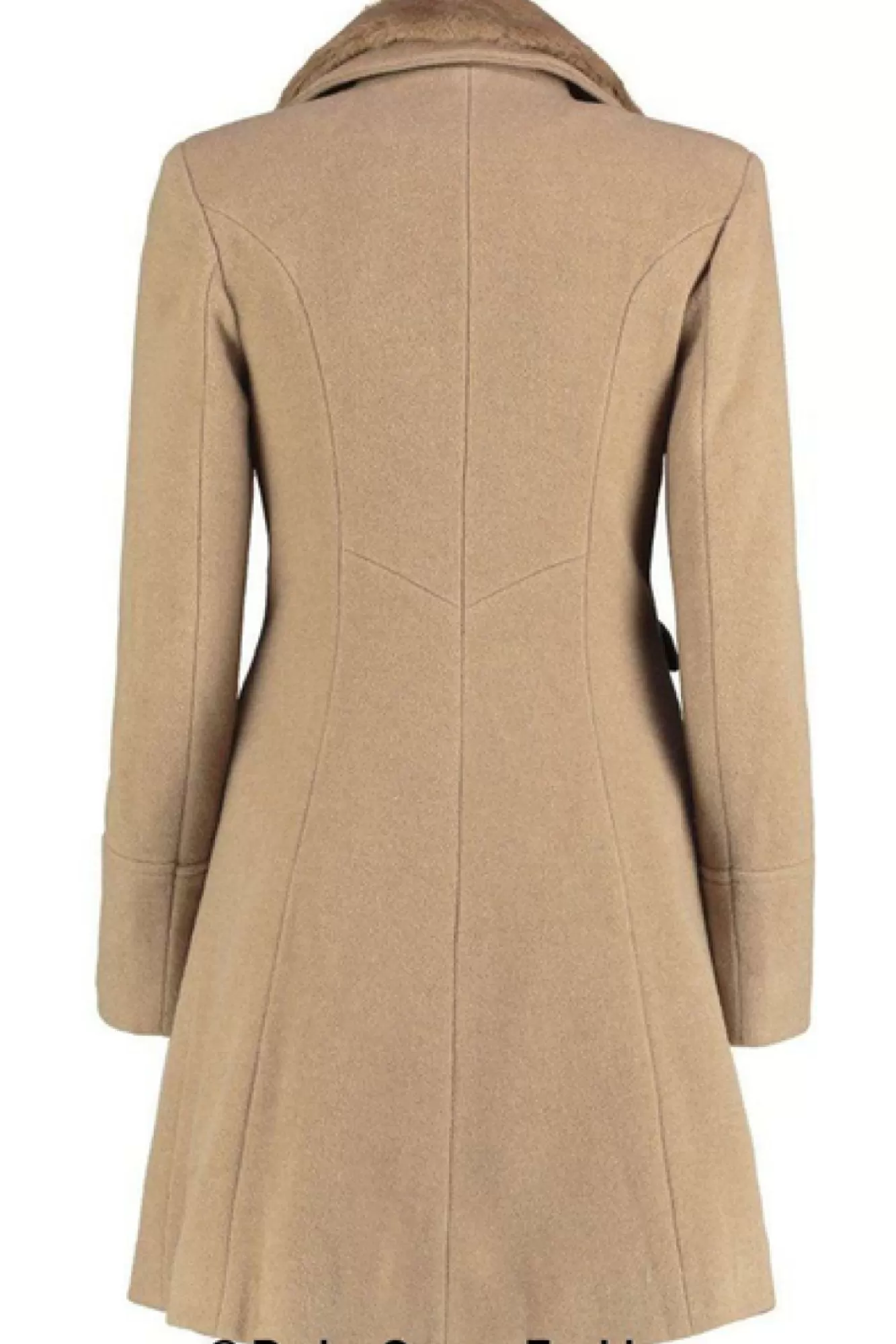 Outerwear^De La Creme Fashions Wool Blend Faux Fur Collar Midi Coat