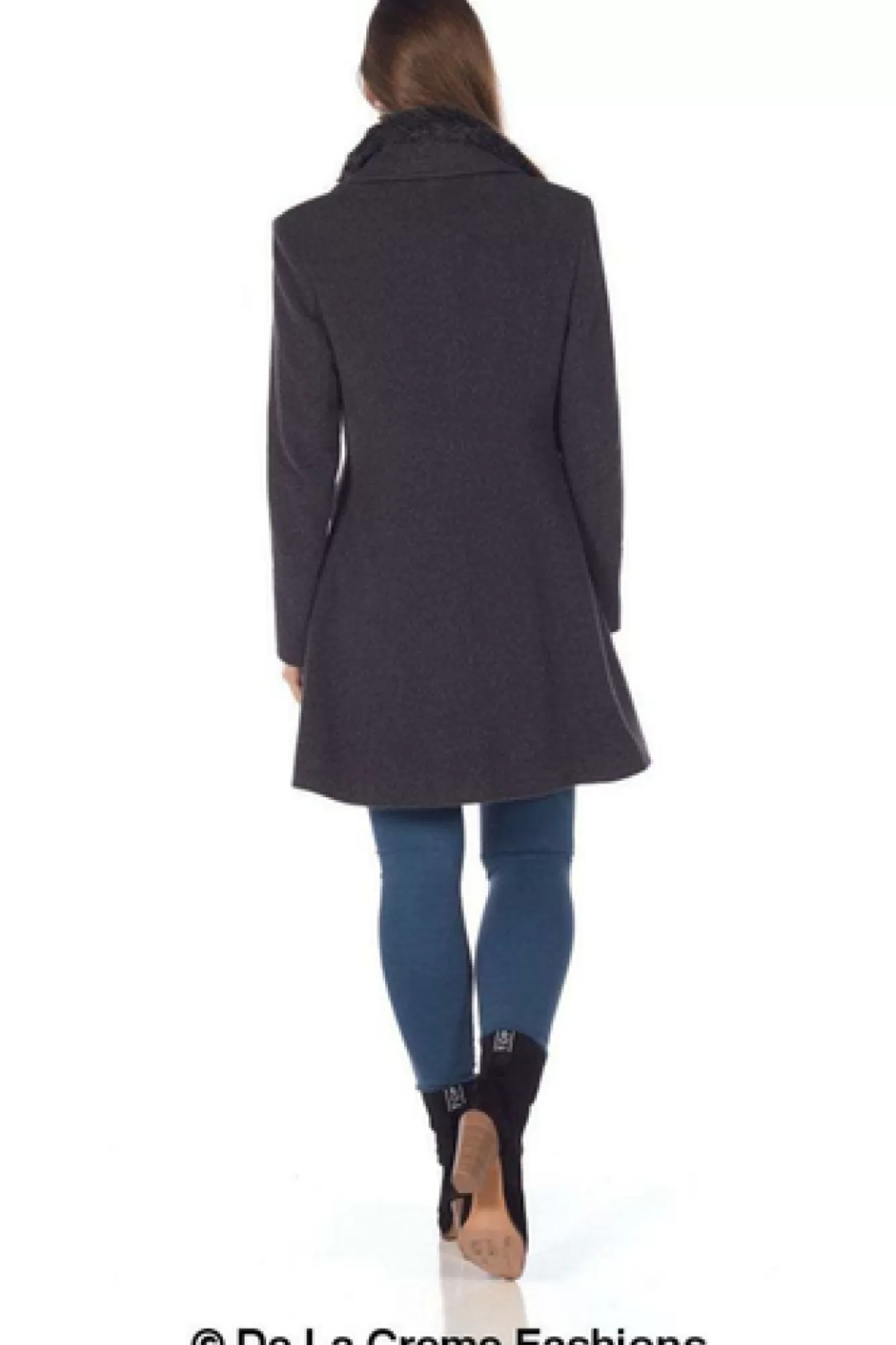 Outerwear^De La Creme Fashions Wool Blend Faux Fur Collar Midi Coat