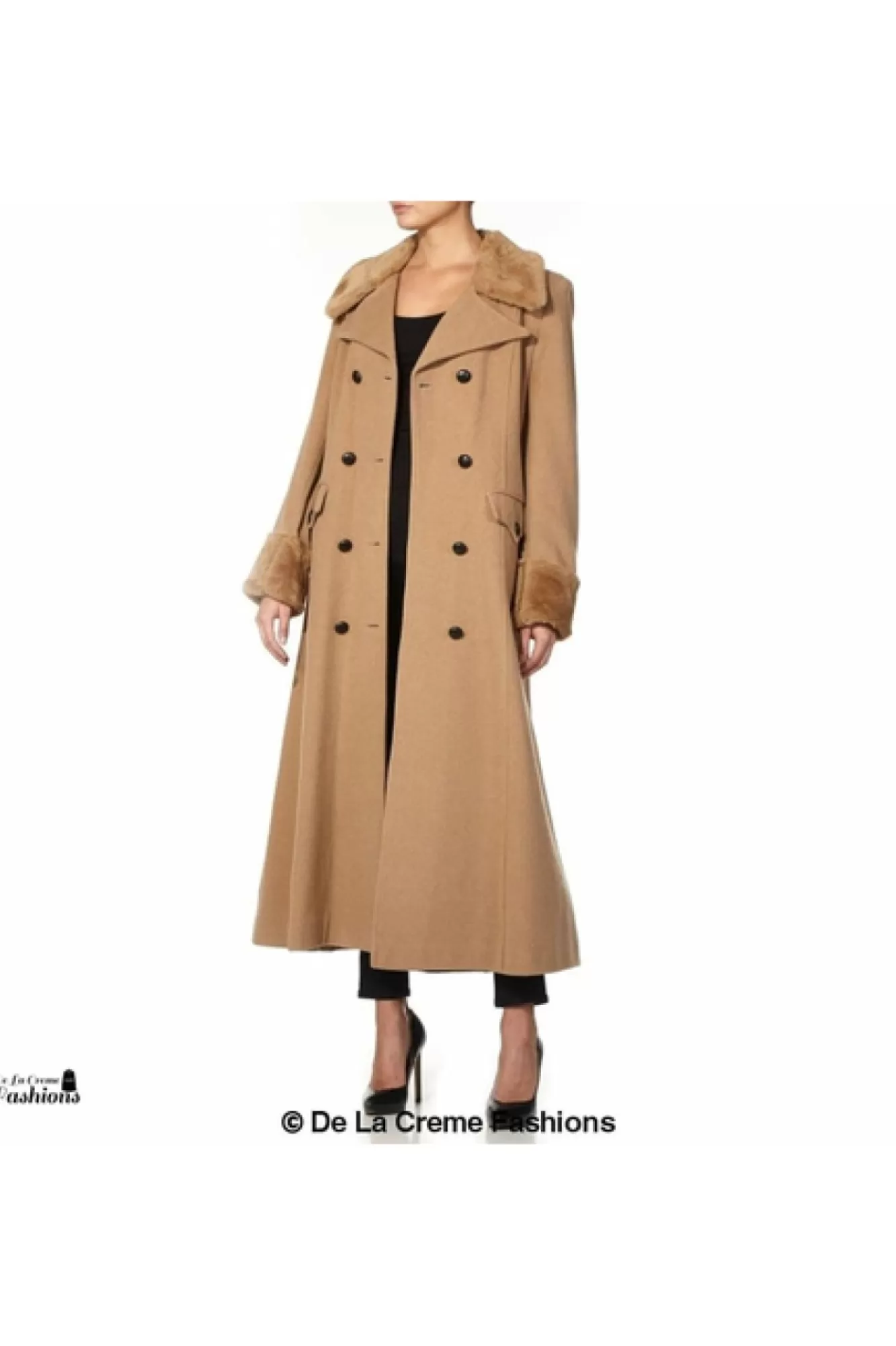 Outerwear^De La Creme Fashions Wool Blend Faux Fur Trim Maxi Coat