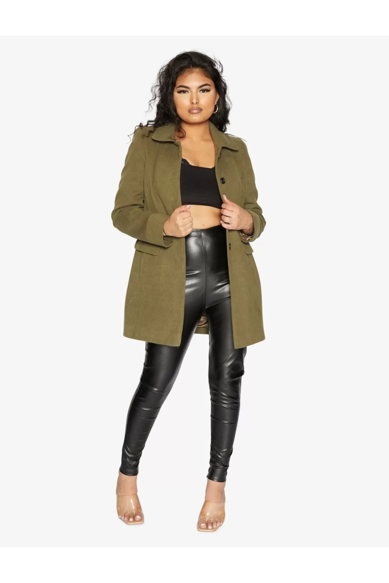 Outerwear^De La Creme Fashions Wool Blend Hip Length Covert Coat