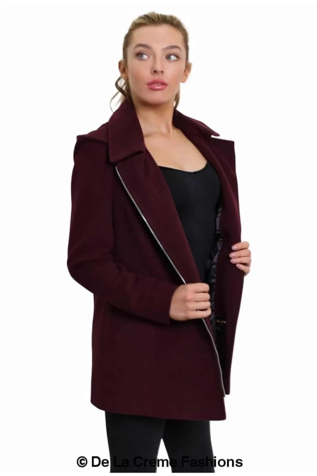 Outerwear^De La Creme Fashions Wool Blend Zip Up Hooded Coat