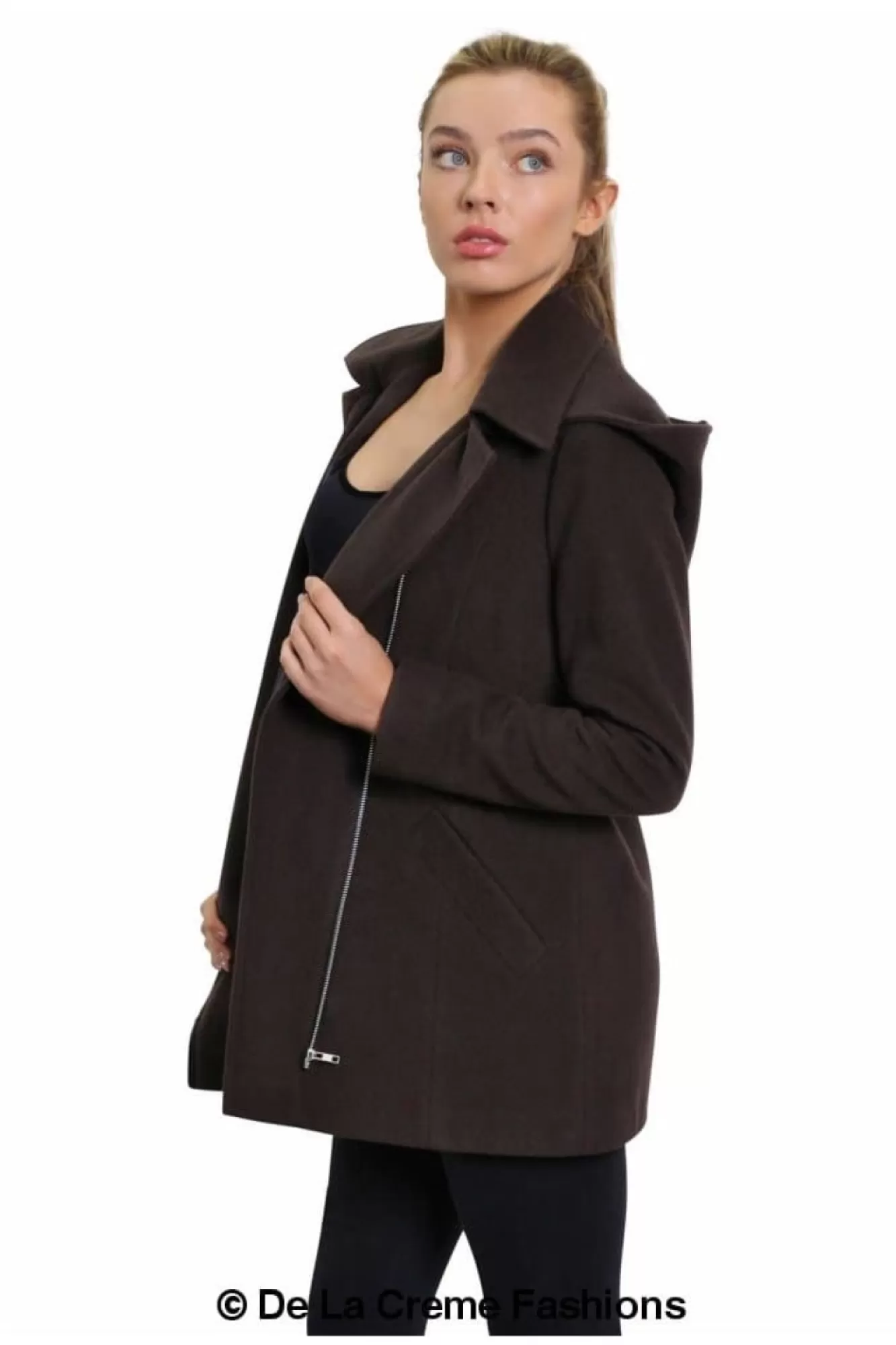 Outerwear^De La Creme Fashions Wool Blend Zip Up Hooded Coat