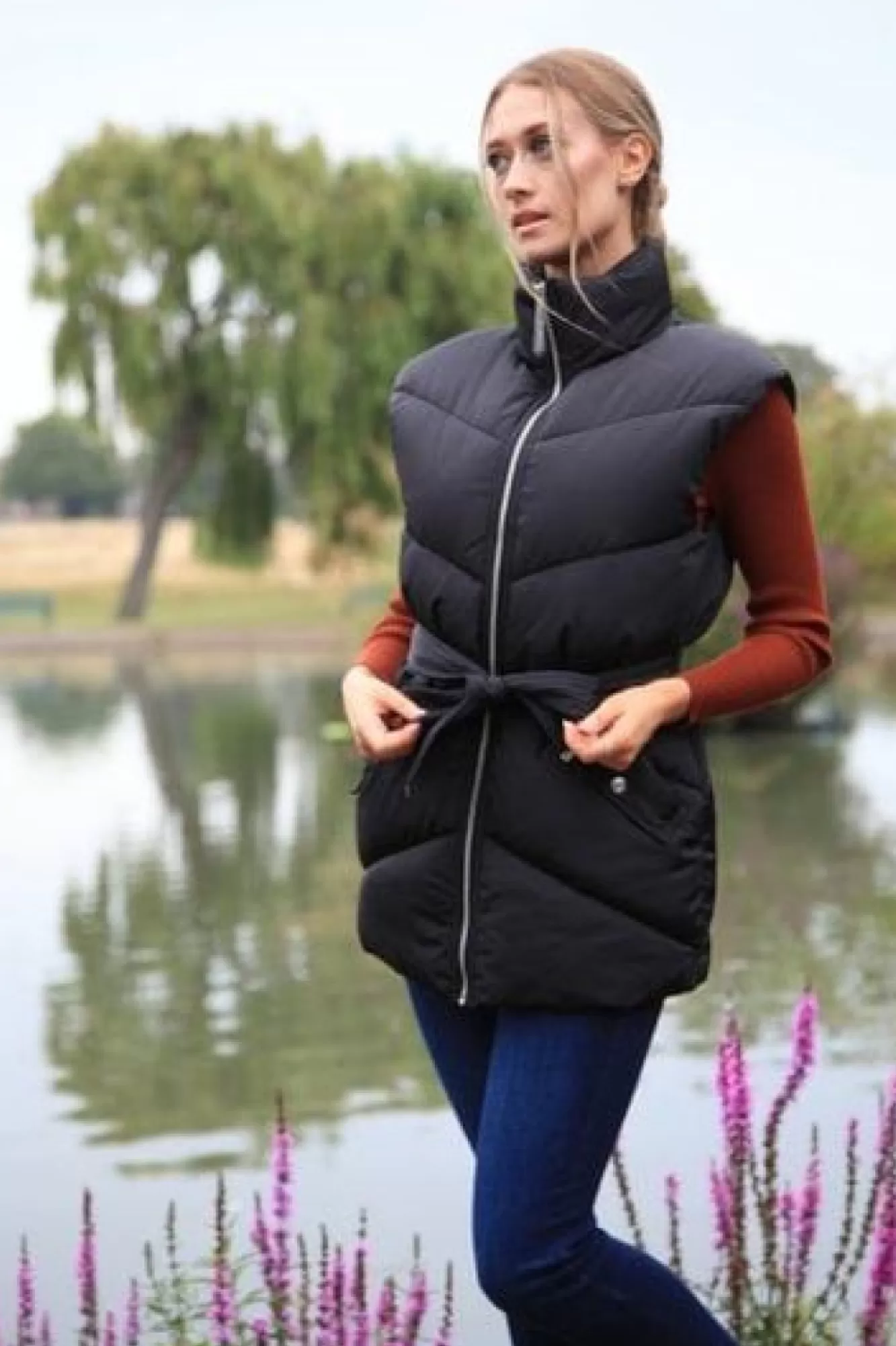 Outerwear^Double Second Belted Gilet Puffer Black