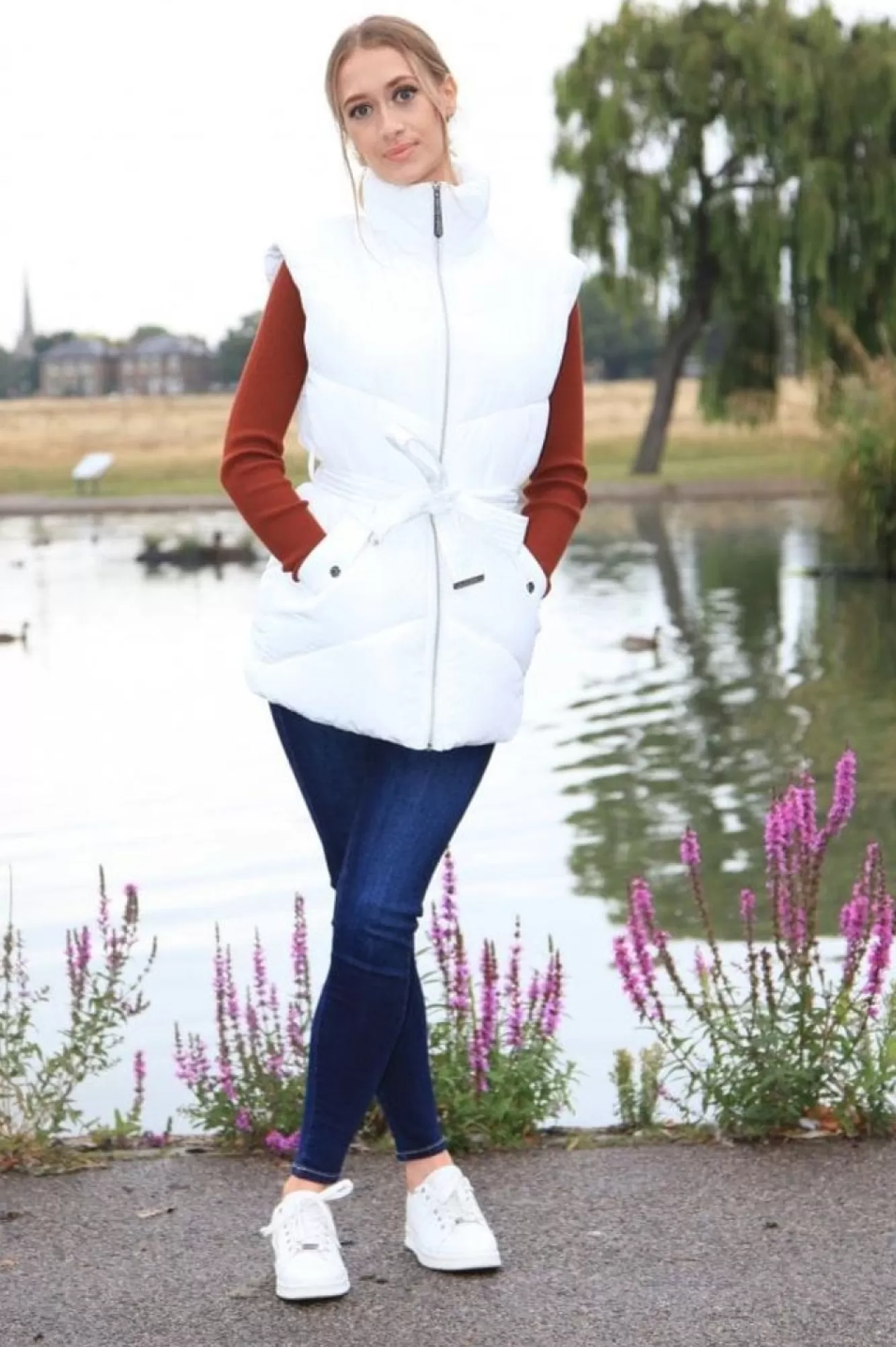 Outerwear^Double Second Belted Gilet Puffer White