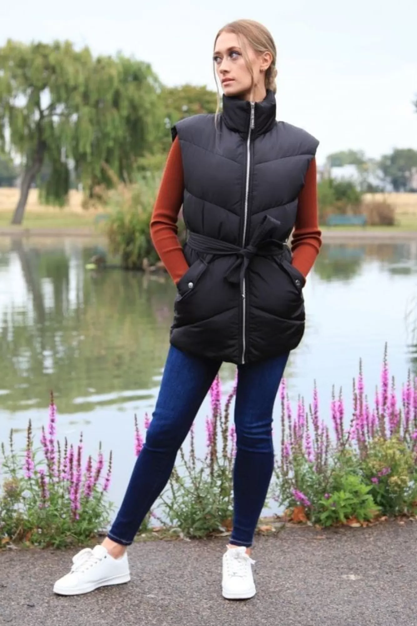 Outerwear^Double Second Belted Gilet Puffer Black