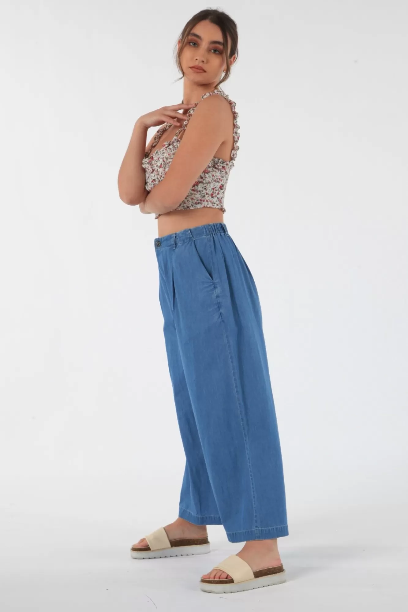 Trousers^Double Second Chambray Pants Blue