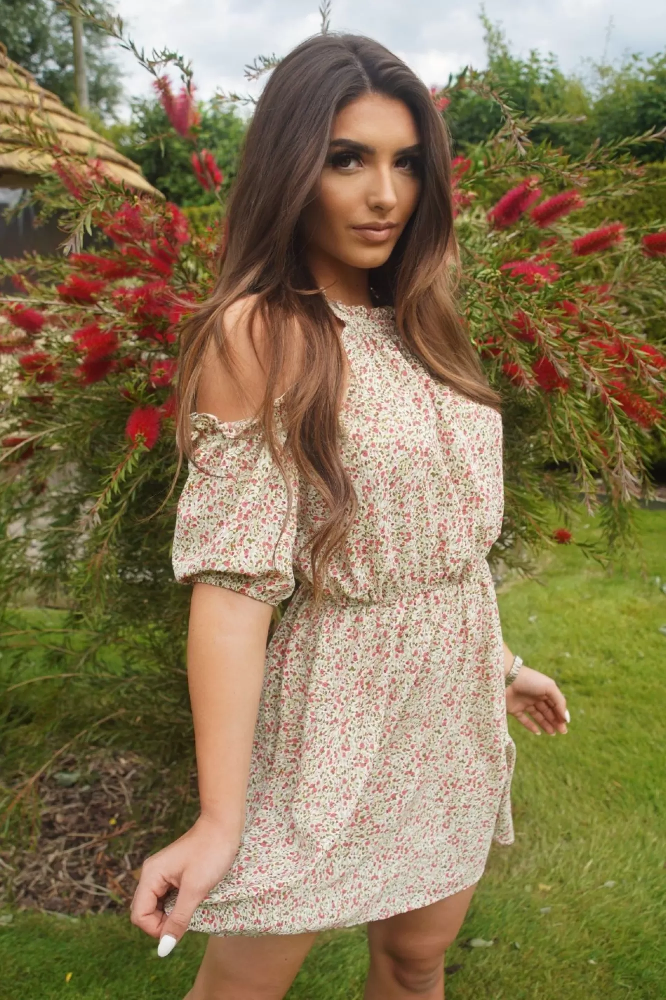 Mini Dresses^Double Second Cold Shoulder Floral Dress Multi