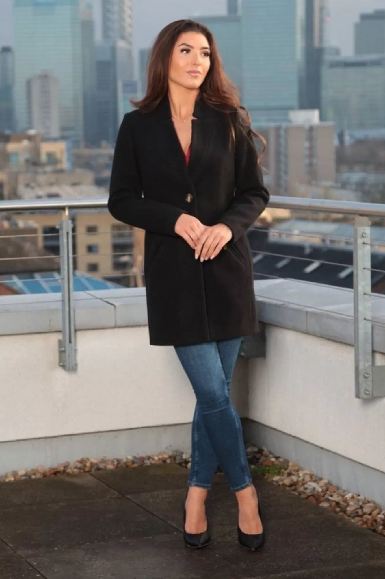 Outerwear^Double Second Faux Wool Notch Neck Coat Black