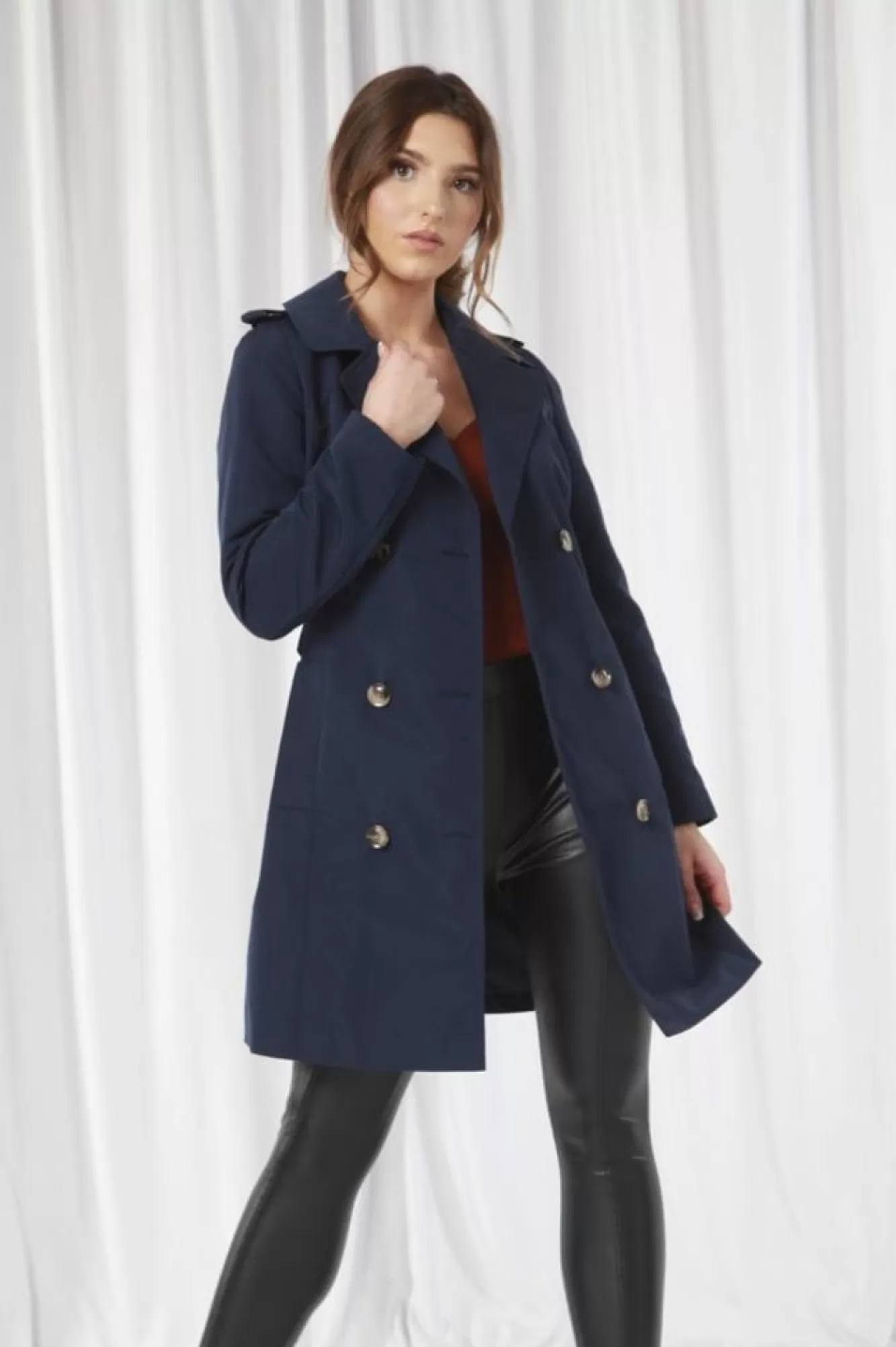 Outerwear^Double Second Fitted Trench Coat Navy