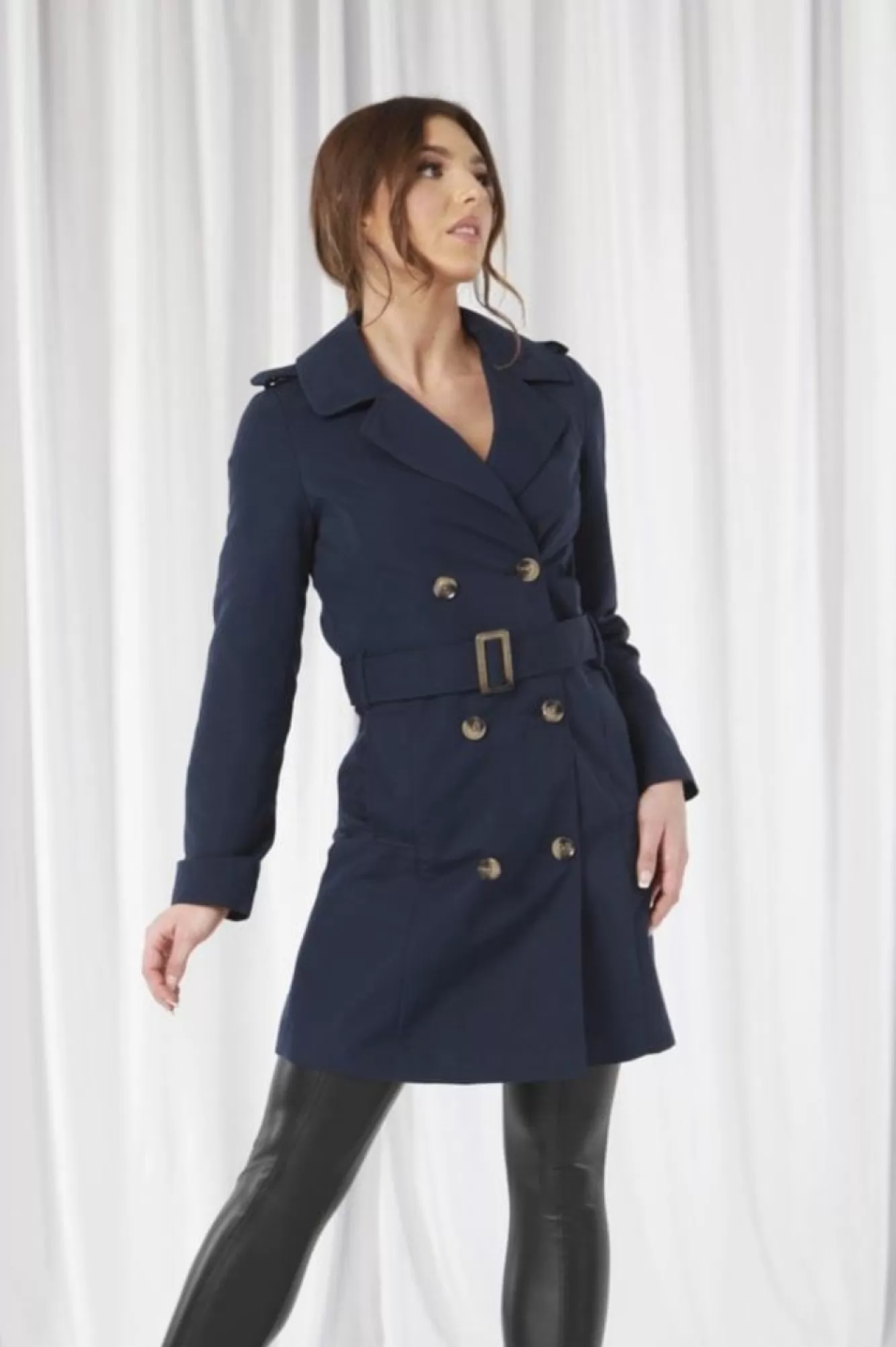 Outerwear^Double Second Fitted Trench Coat Navy