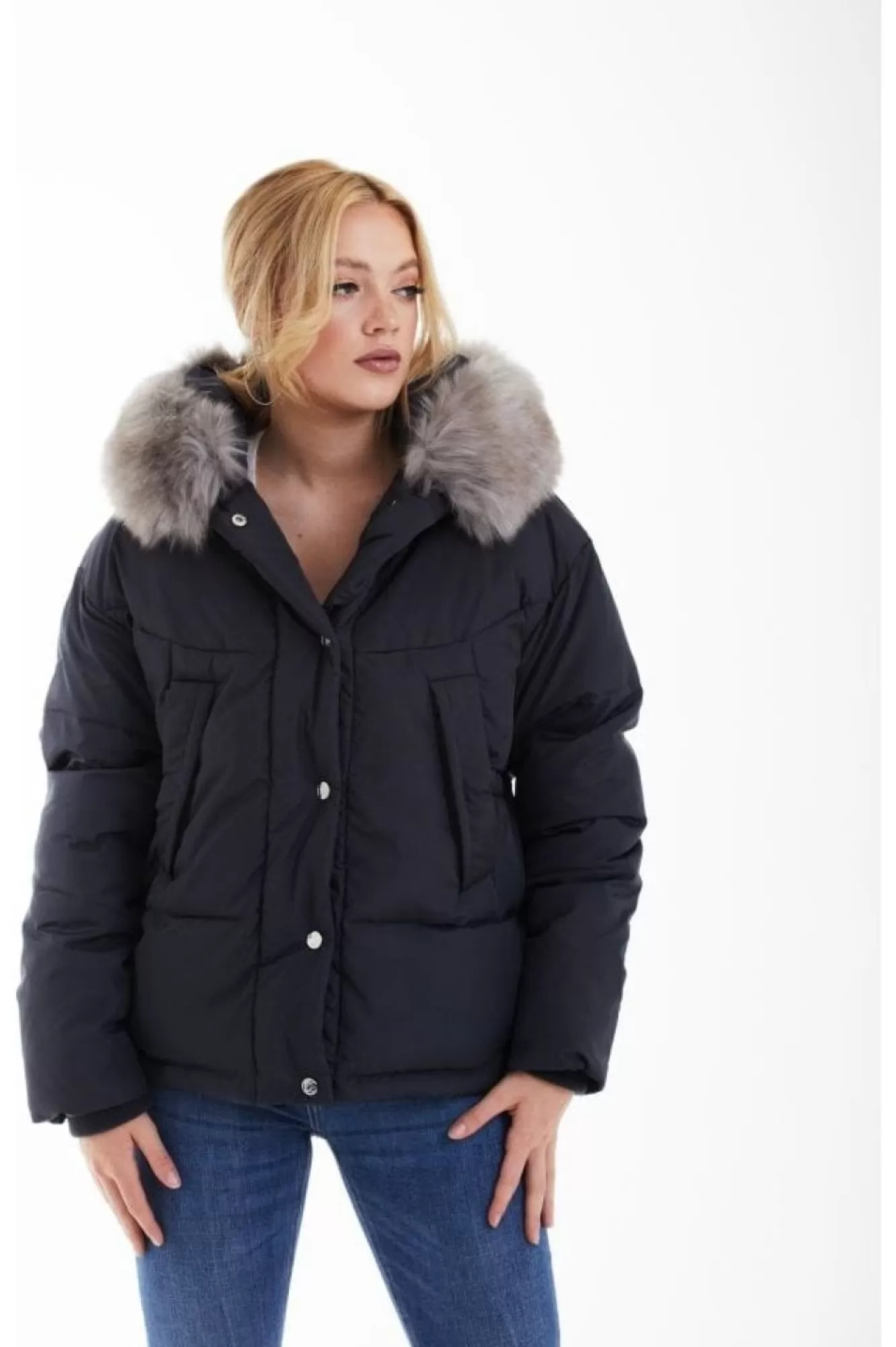 Outerwear^Double Second Grey Oversized Dip Back Puffer Charcoal