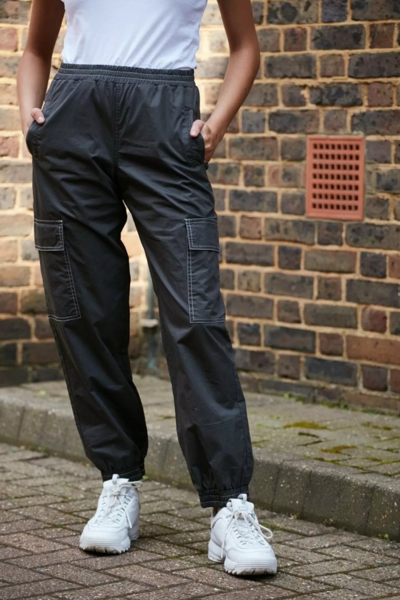 Trousers^Double Second Grey Washed Cargo Trouser Khaki
