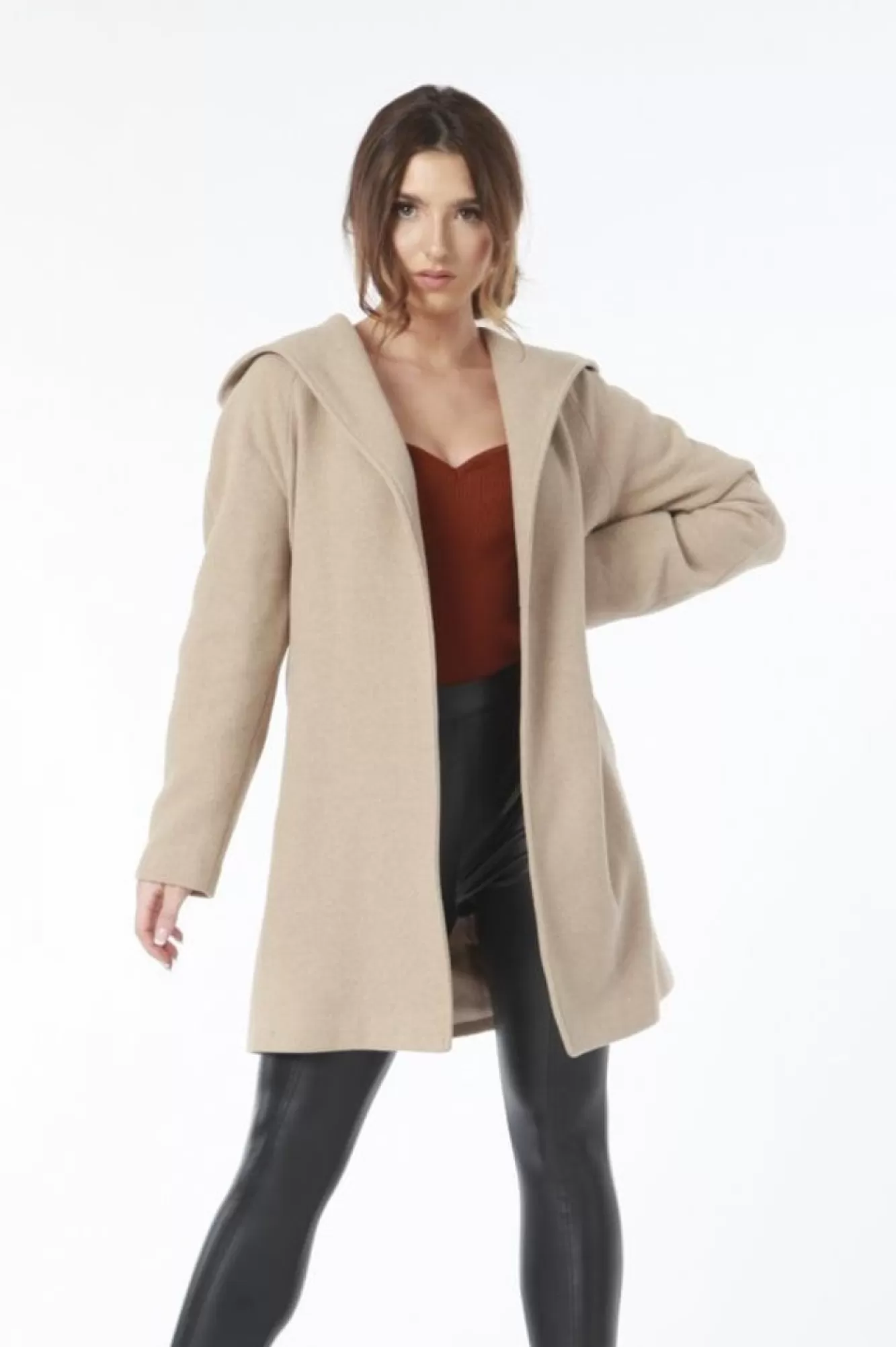 Outerwear^Double Second Hooded Wool Blend Wrap Coat Camel