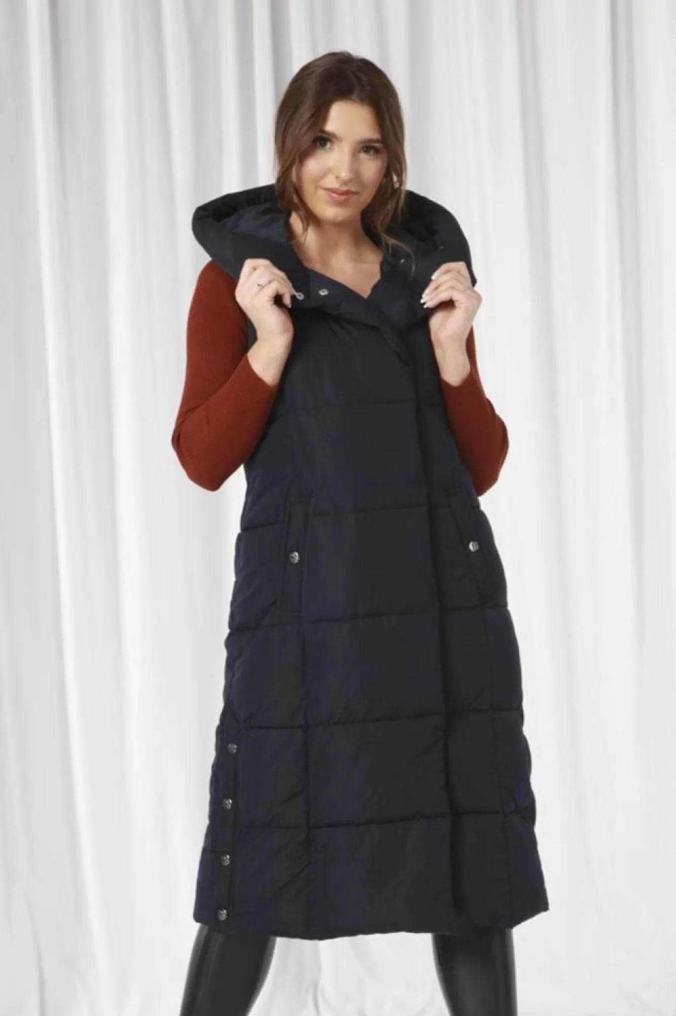 Outerwear^Double Second Long Lux Wrap Gilet Puffer Navy