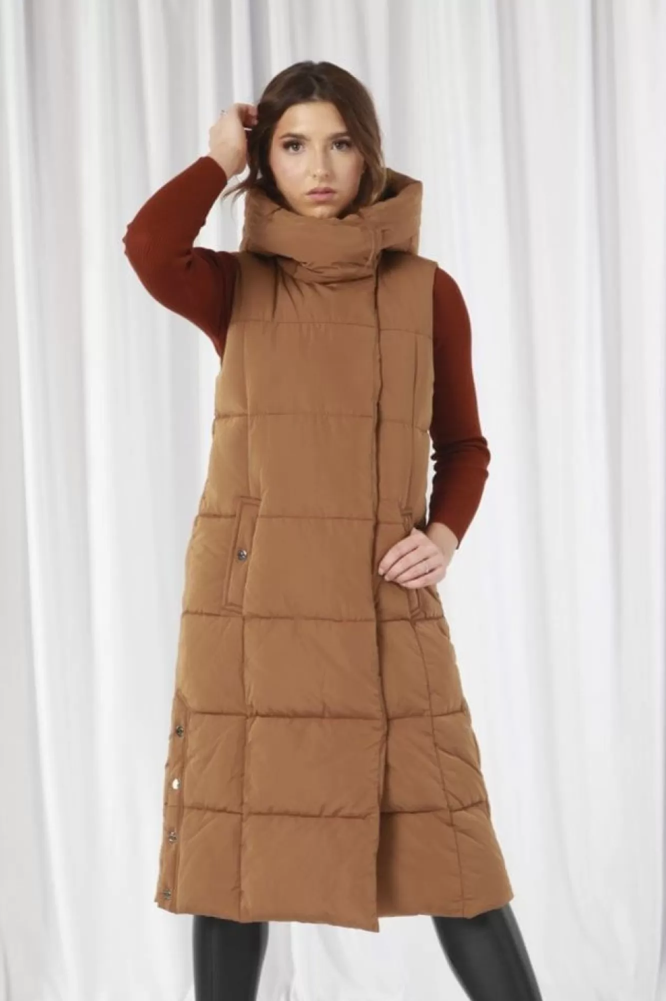 Outerwear^Double Second Long Lux Wrap Gilet Puffer Camel