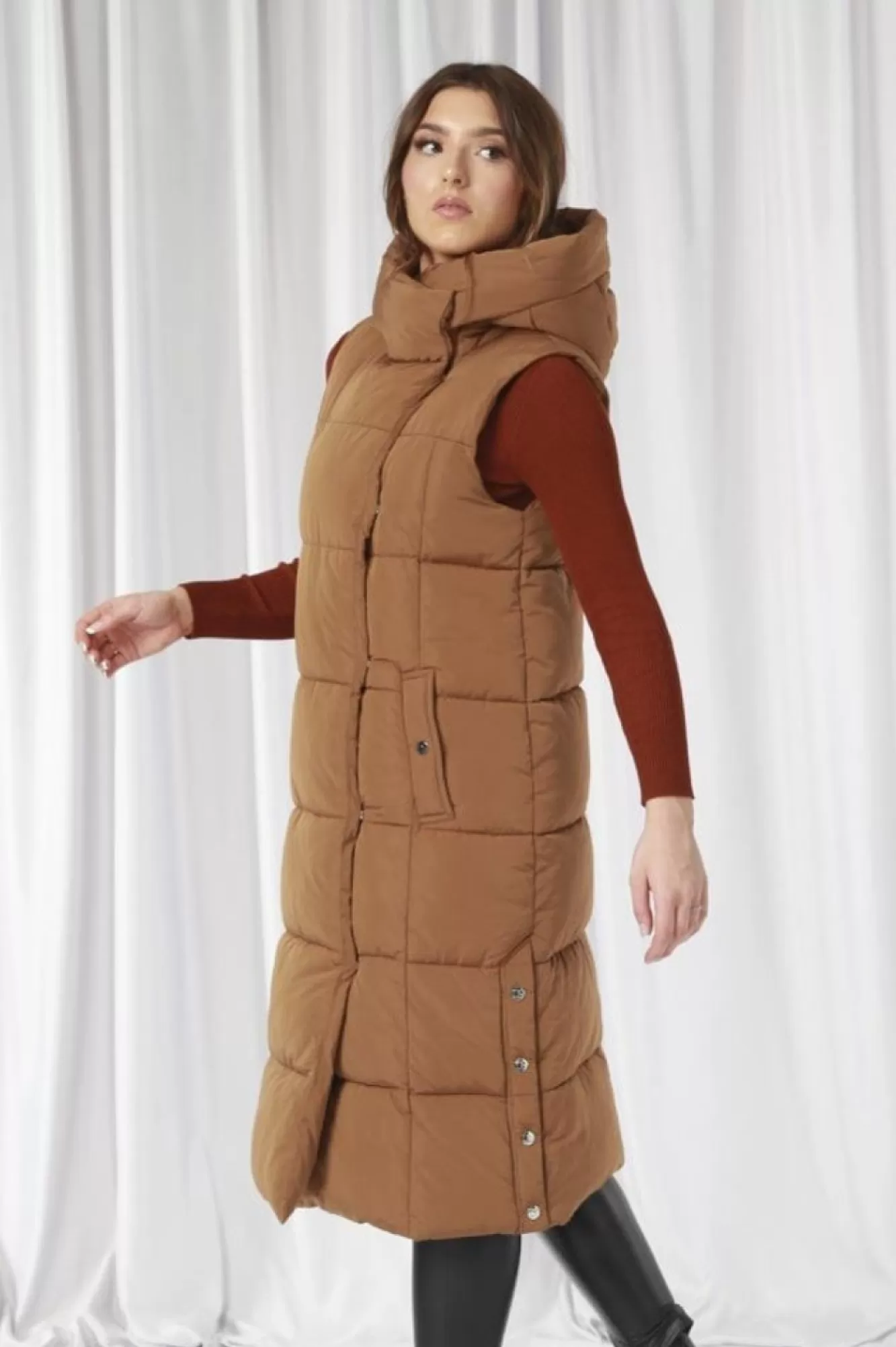 Outerwear^Double Second Long Lux Wrap Gilet Puffer Camel