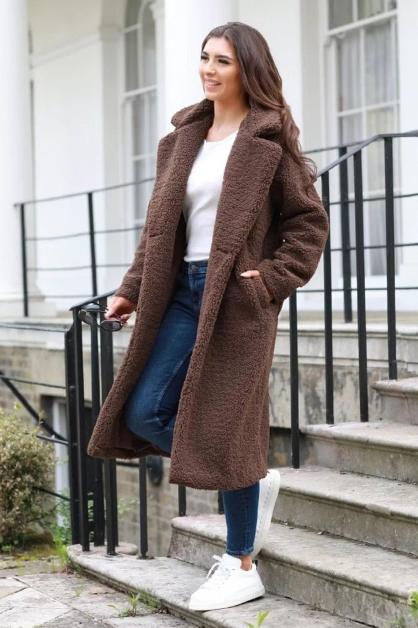 Outerwear^Double Second Longline Fur Teddy Coat Brown