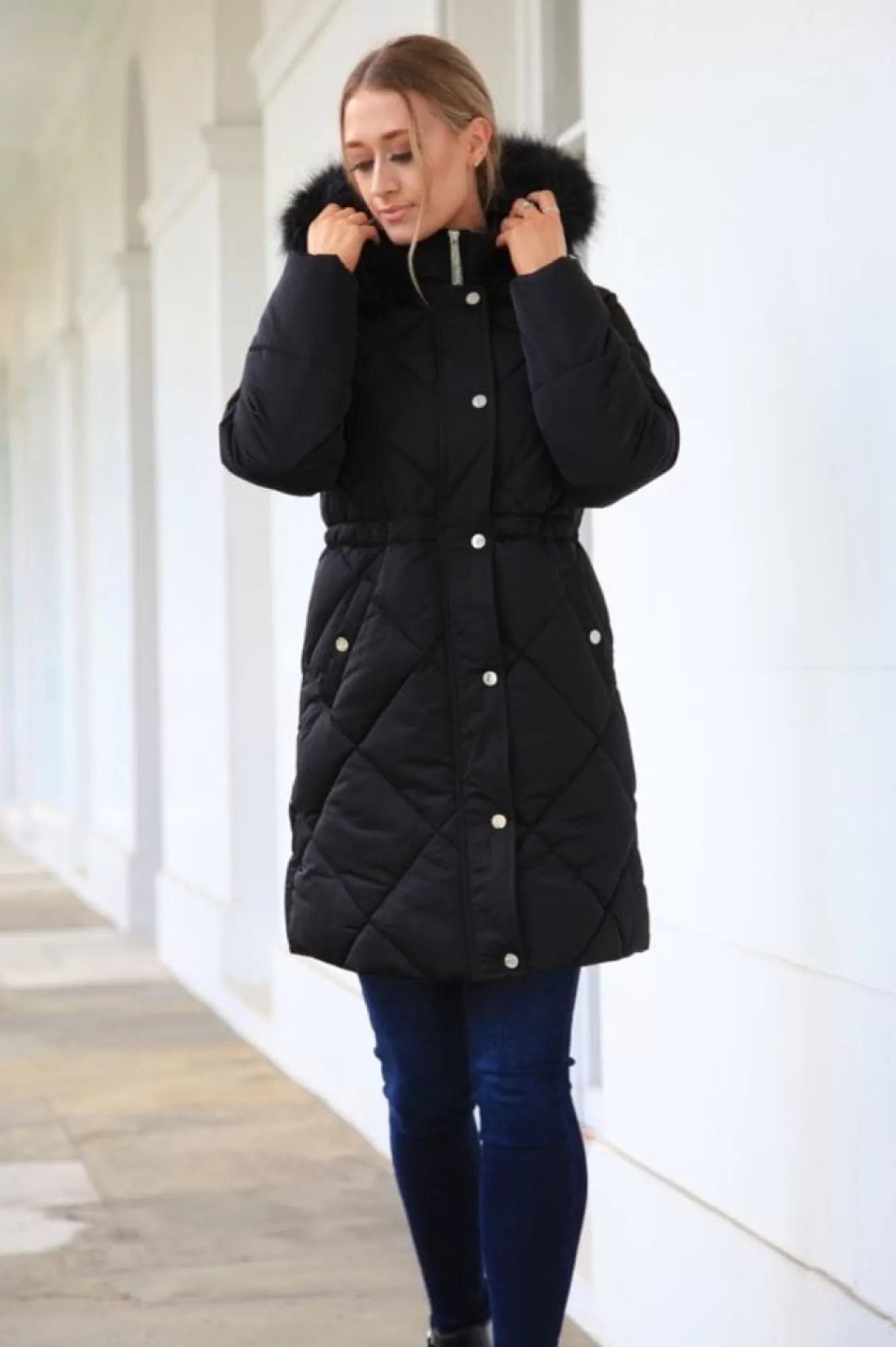 Outerwear^Double Second Lux Satin Long Puffer Coat Black