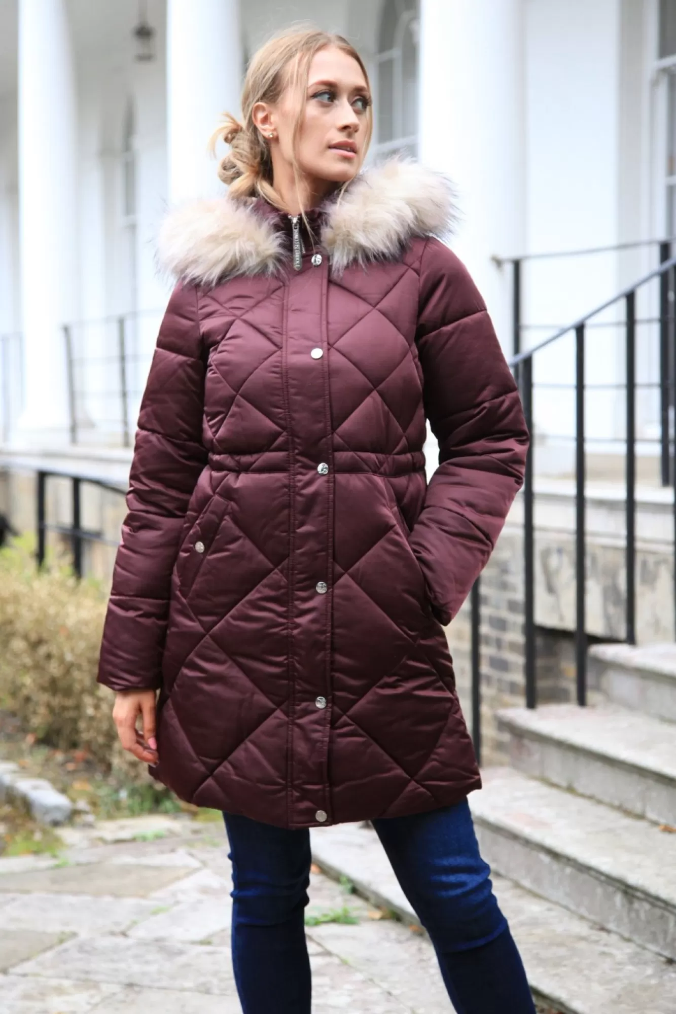 Outerwear^Double Second Lux Satin Long Puffer Coat Red