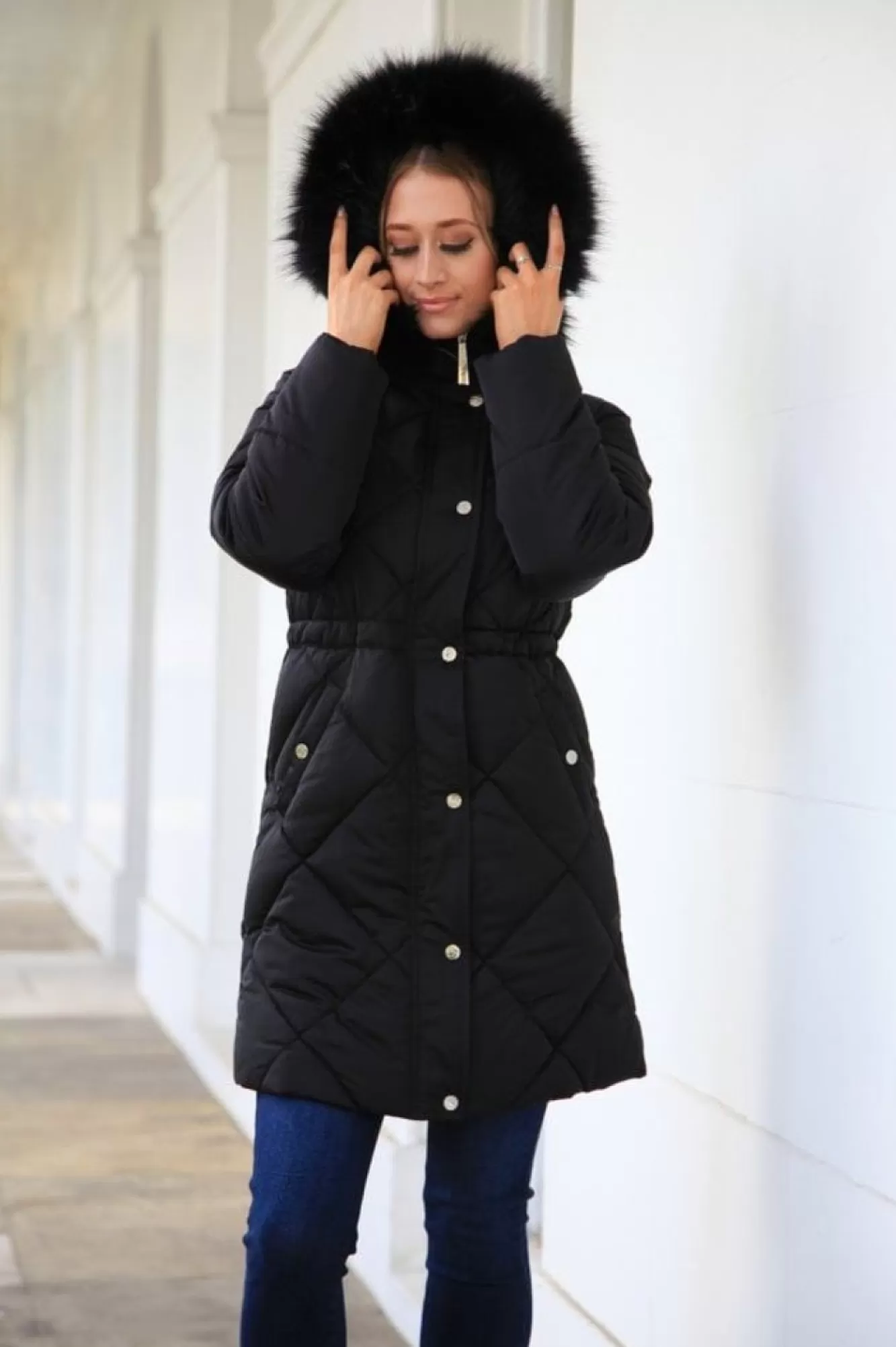 Outerwear^Double Second Lux Satin Long Puffer Coat Black