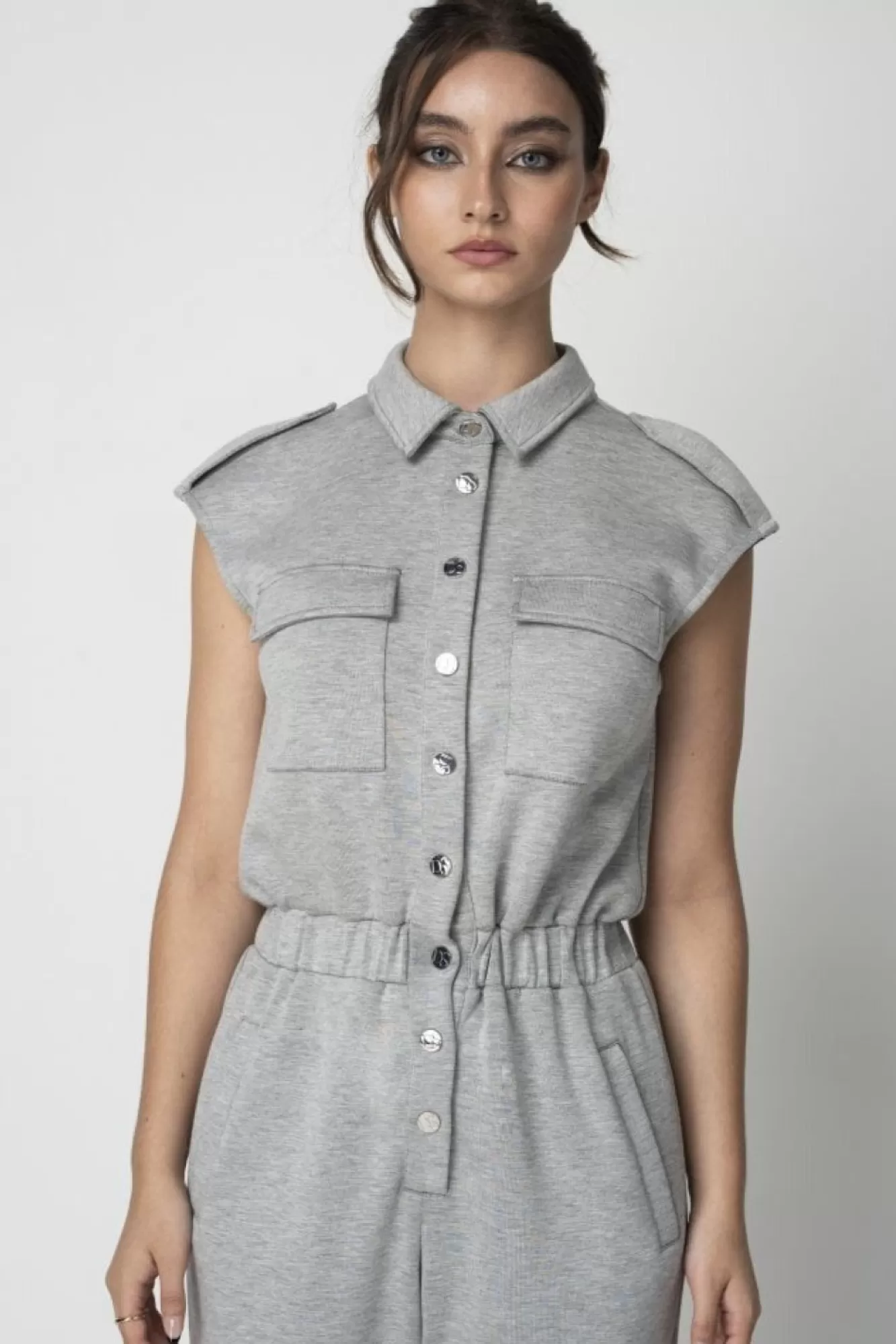 Jumpsuits^Double Second Marl Luxury Casual Jumpsuit Grey
