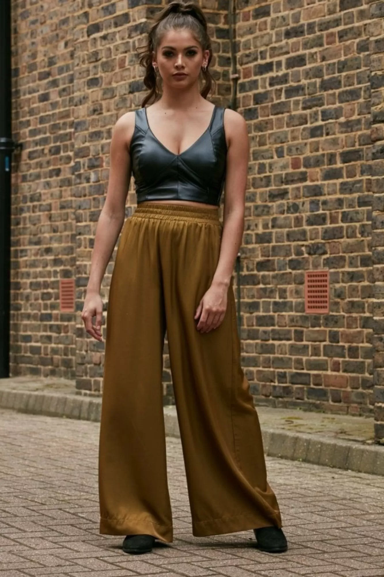 Trousers^Double Second Olive Lux Wide Leg Trousers Olivegreen