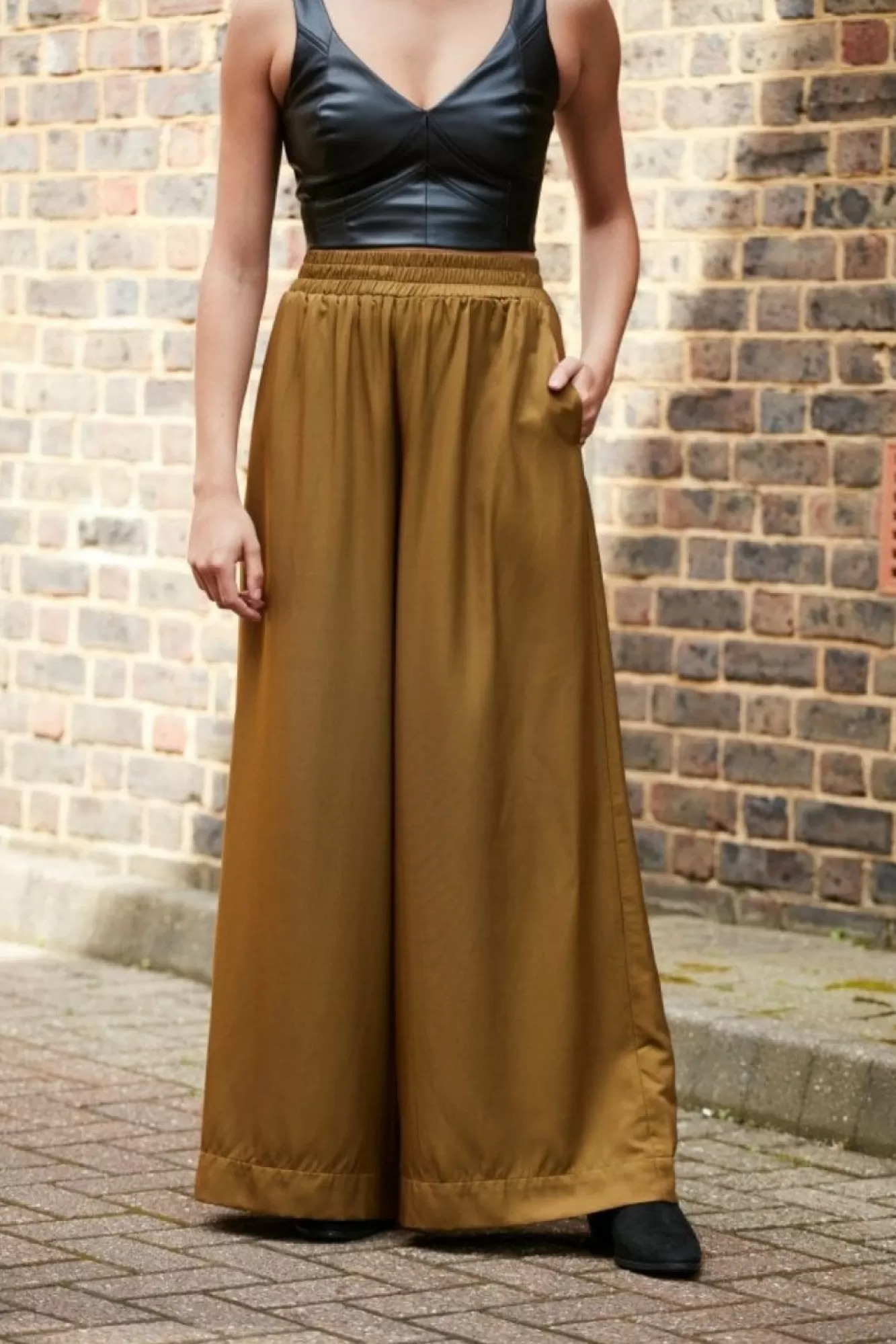 Trousers^Double Second Olive Lux Wide Leg Trousers Olivegreen