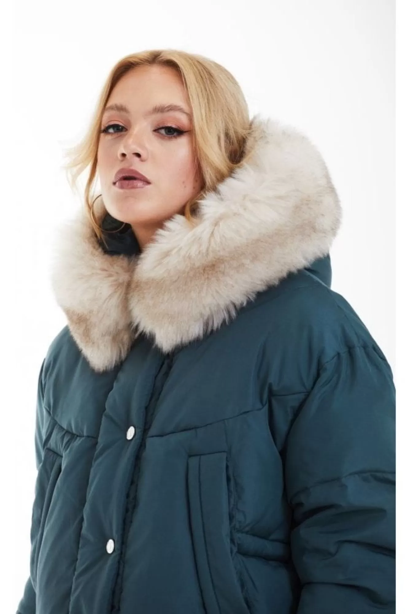 Outerwear^Double Second Oversized Dip Back Puffer Teal