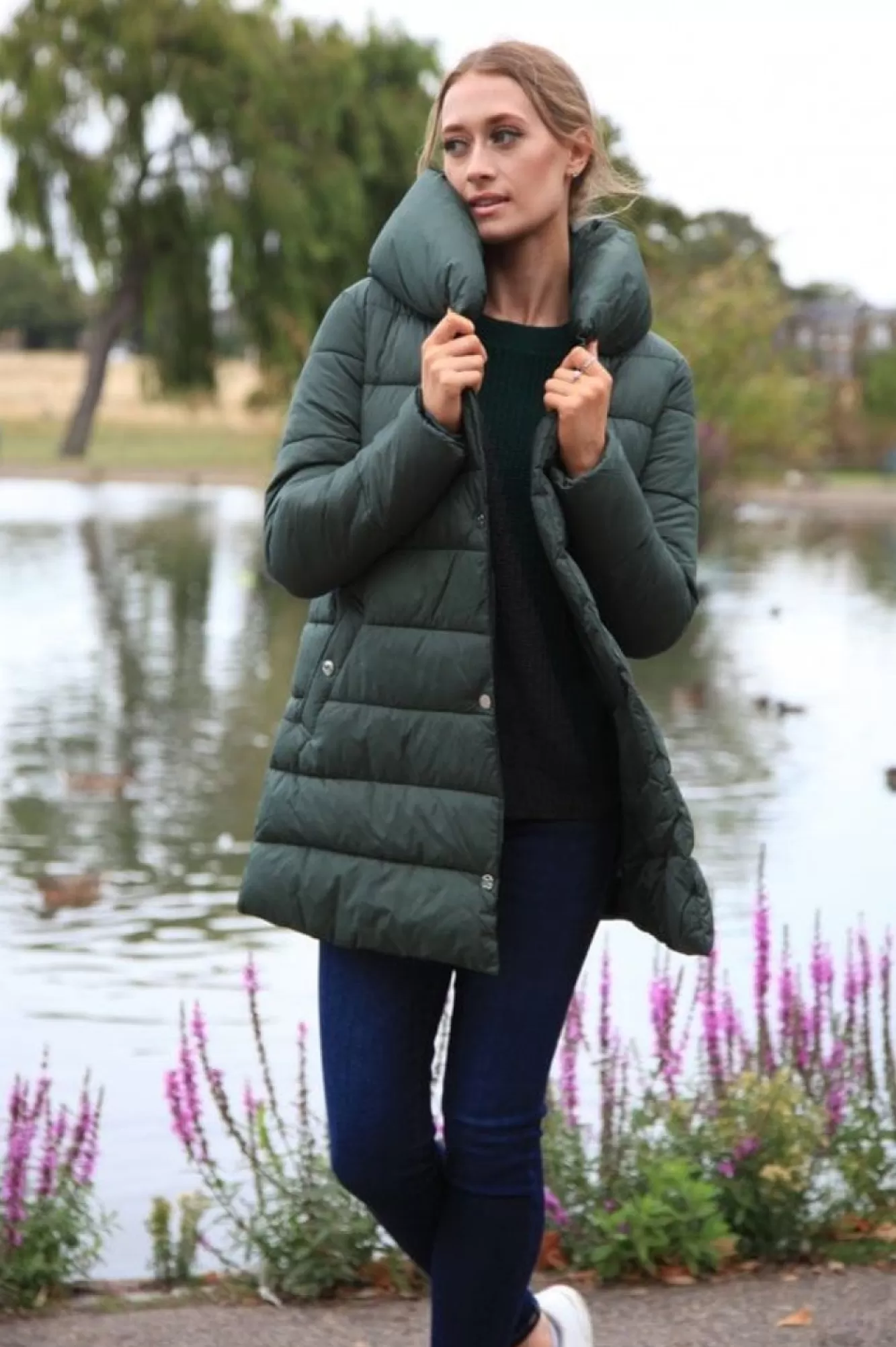 Outerwear^Double Second Padded Collar Puffer Green