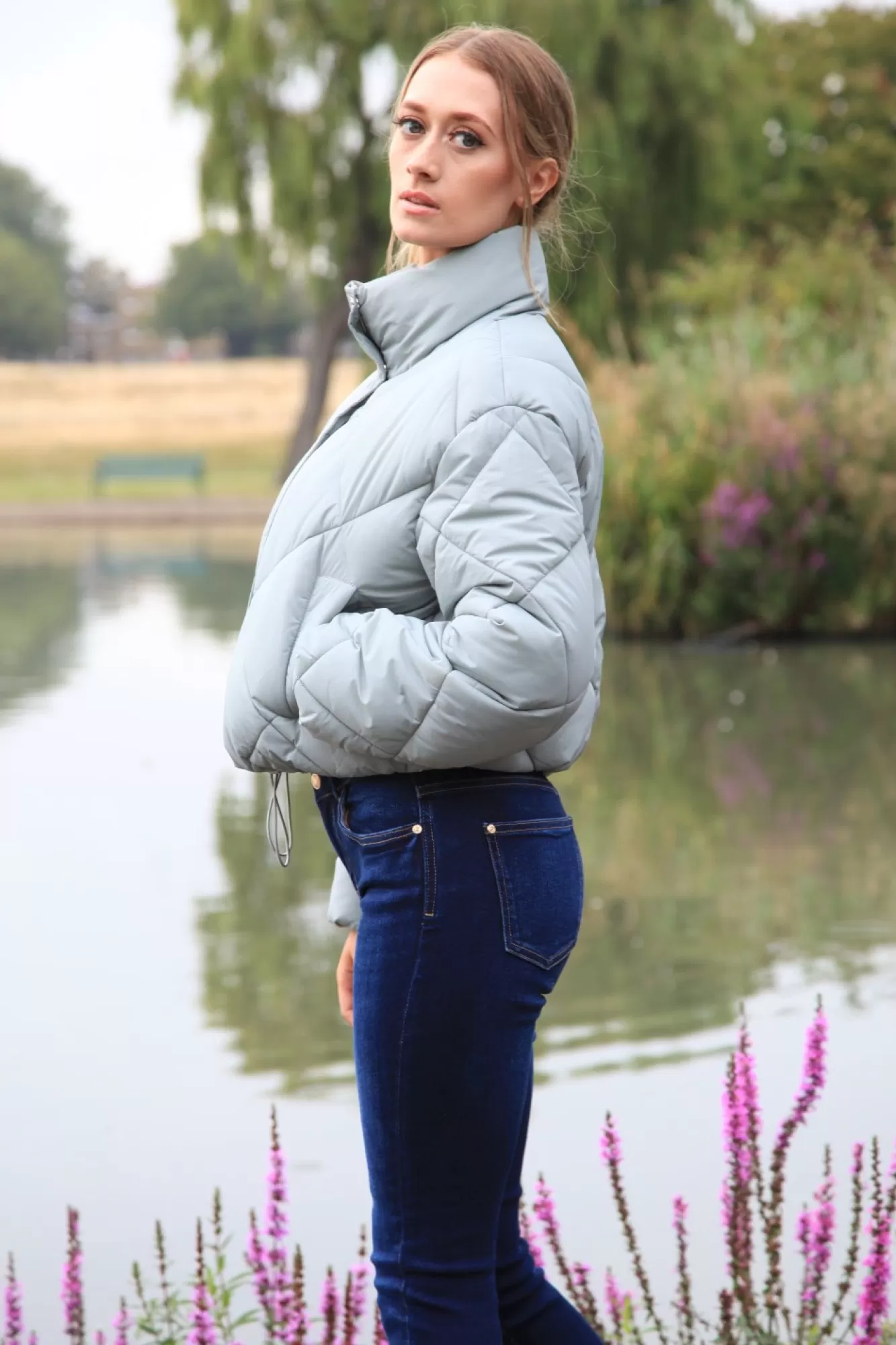 Outerwear^Double Second Quilted Cropped Jacket Sage