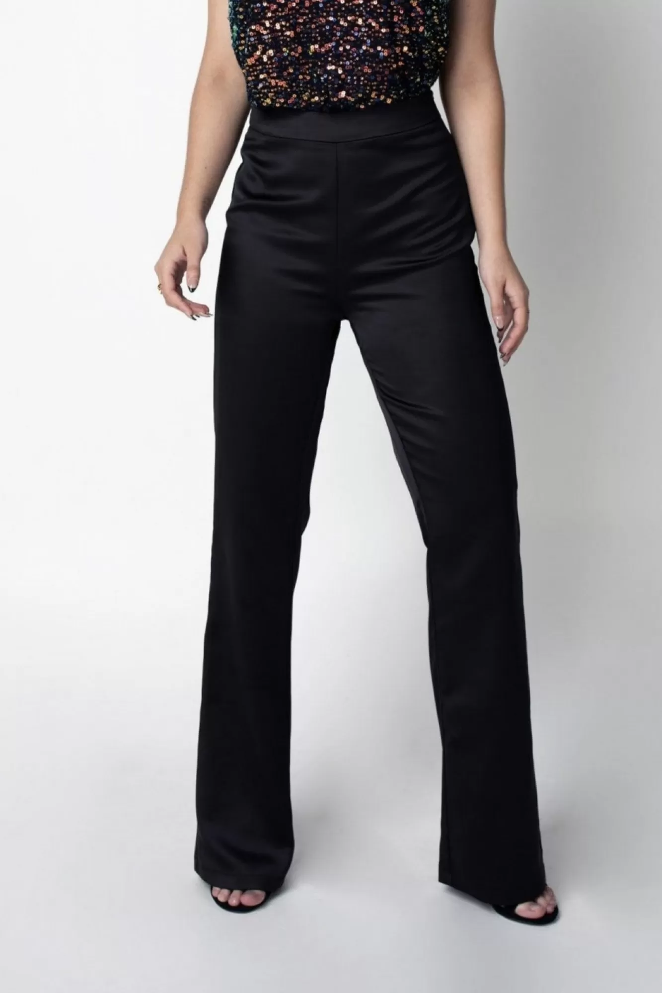 Trousers^Double Second Satin Boot Leg Trouser Black