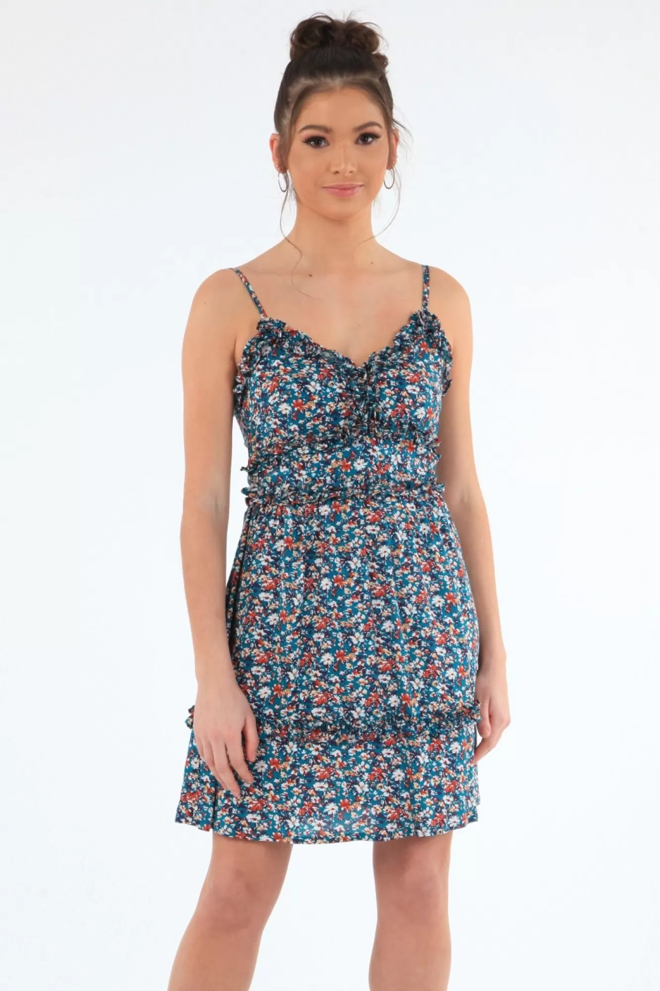Mini Dresses^Double Second Strappy Dress With Double Frills Multi
