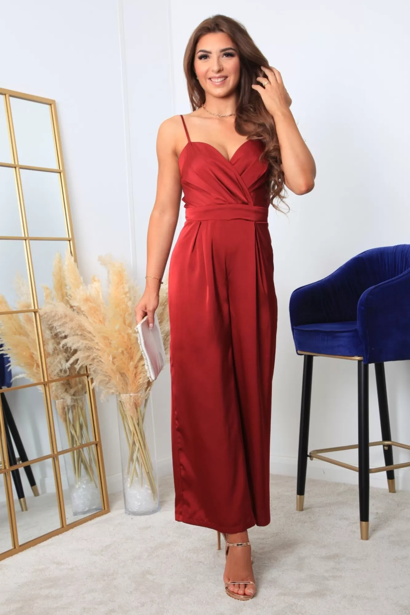 Jumpsuits^Double Second Strappy Wrap Front Jumpsuit Red